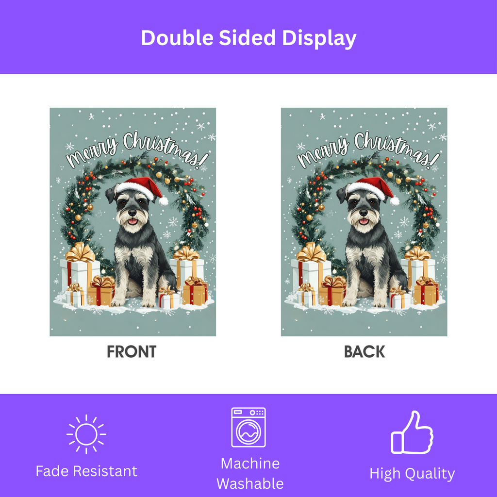 Merry Christmas Schnauzer Garden Flag - porch decor - Dragonfire Gardens