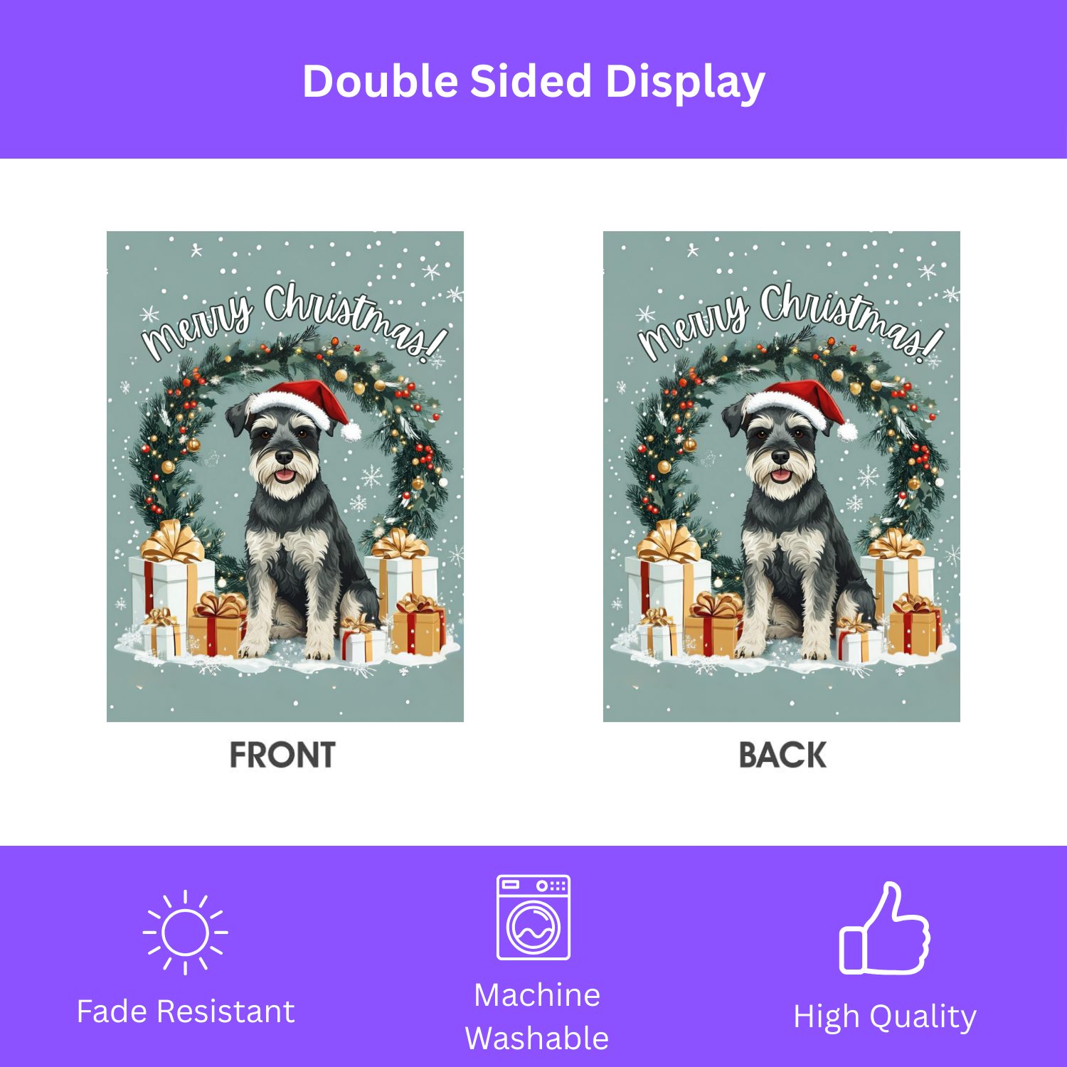 Merry Christmas Schnauzer Garden Flag - porch decor - Dragonfire Gardens