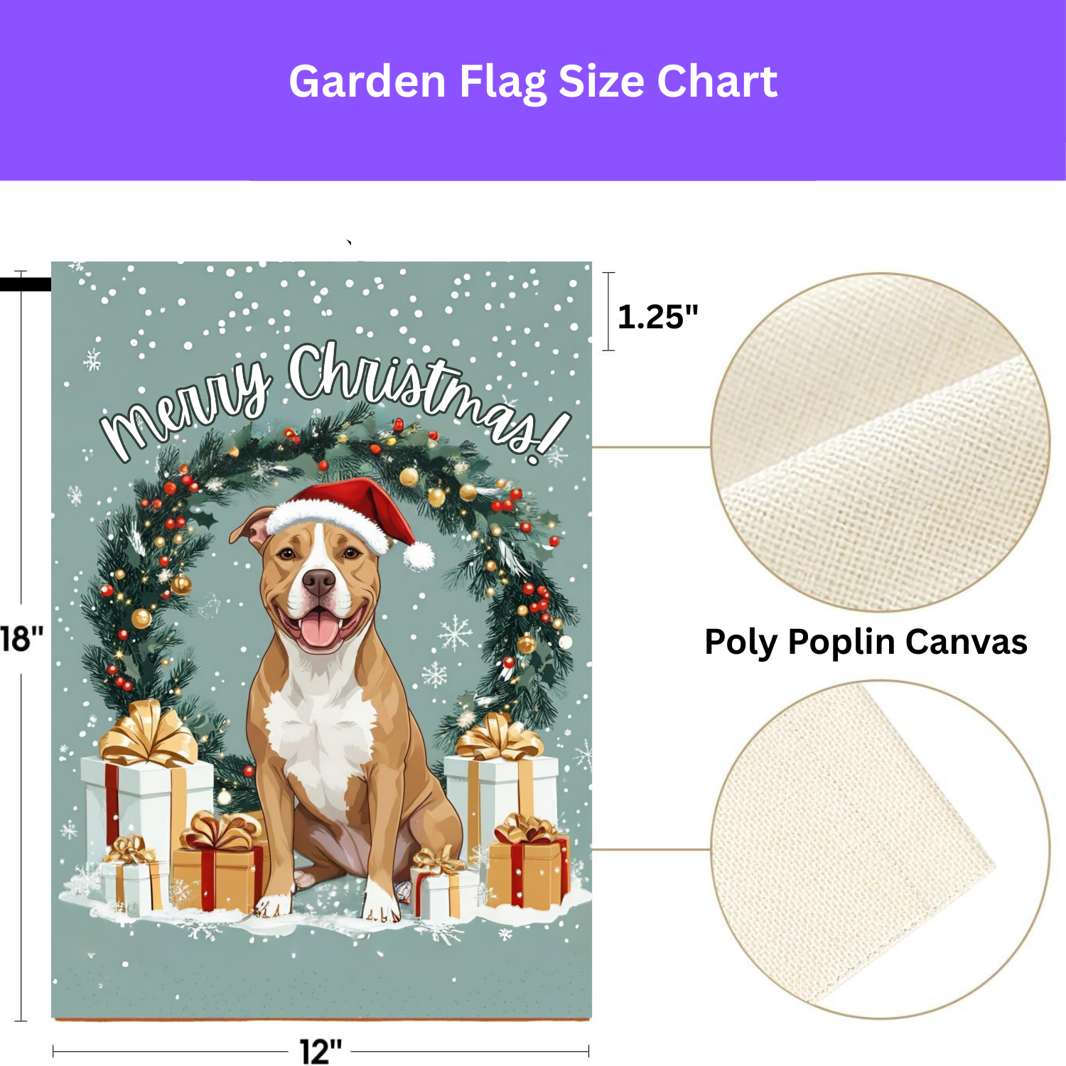 Merry Christmas Pitbull Garden Flag - porch decor - Dragonfire Gardens