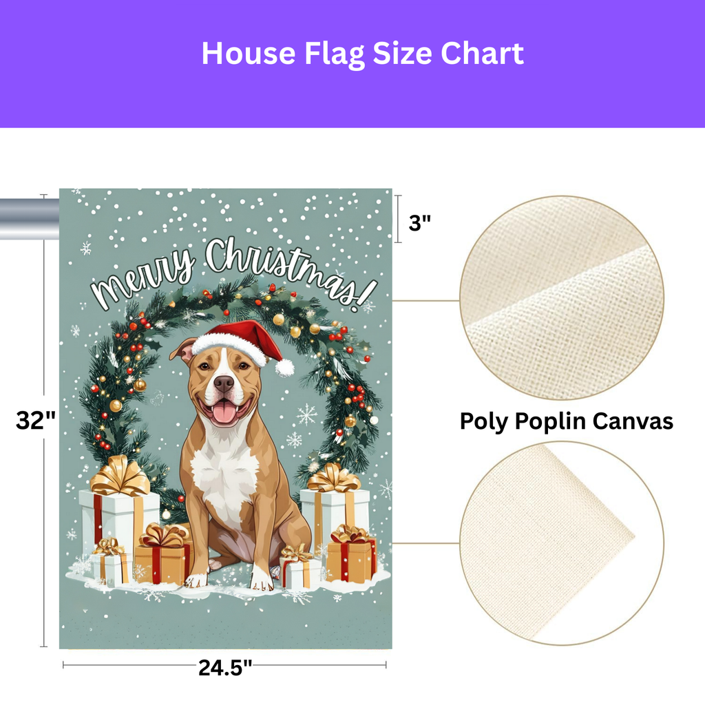 Merry Christmas Pitbull Garden Flag - yard display - Dragonfire Gardens