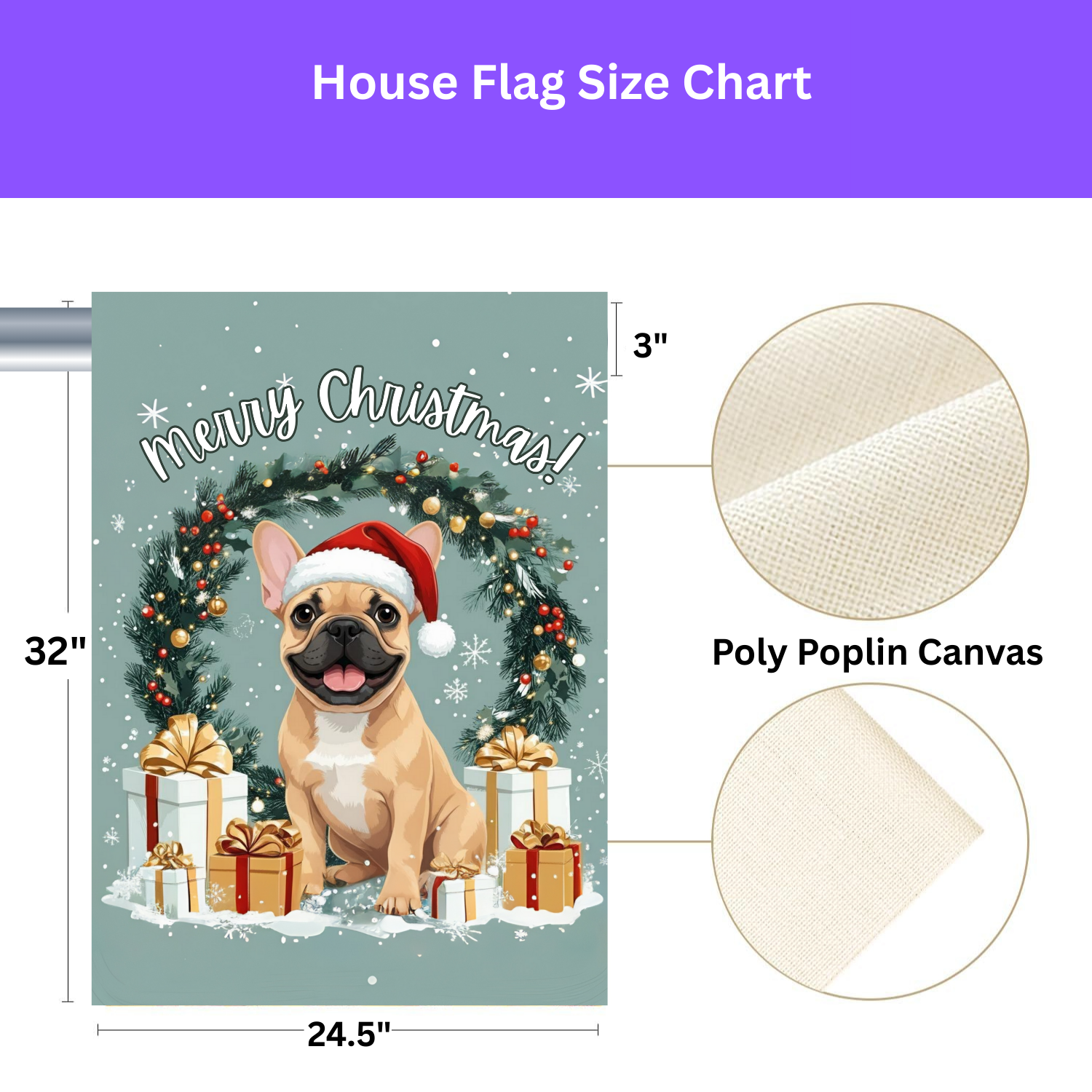 Merry Christmas French Bulldog Garden Flag - porch decor - Dragonfire Gardens