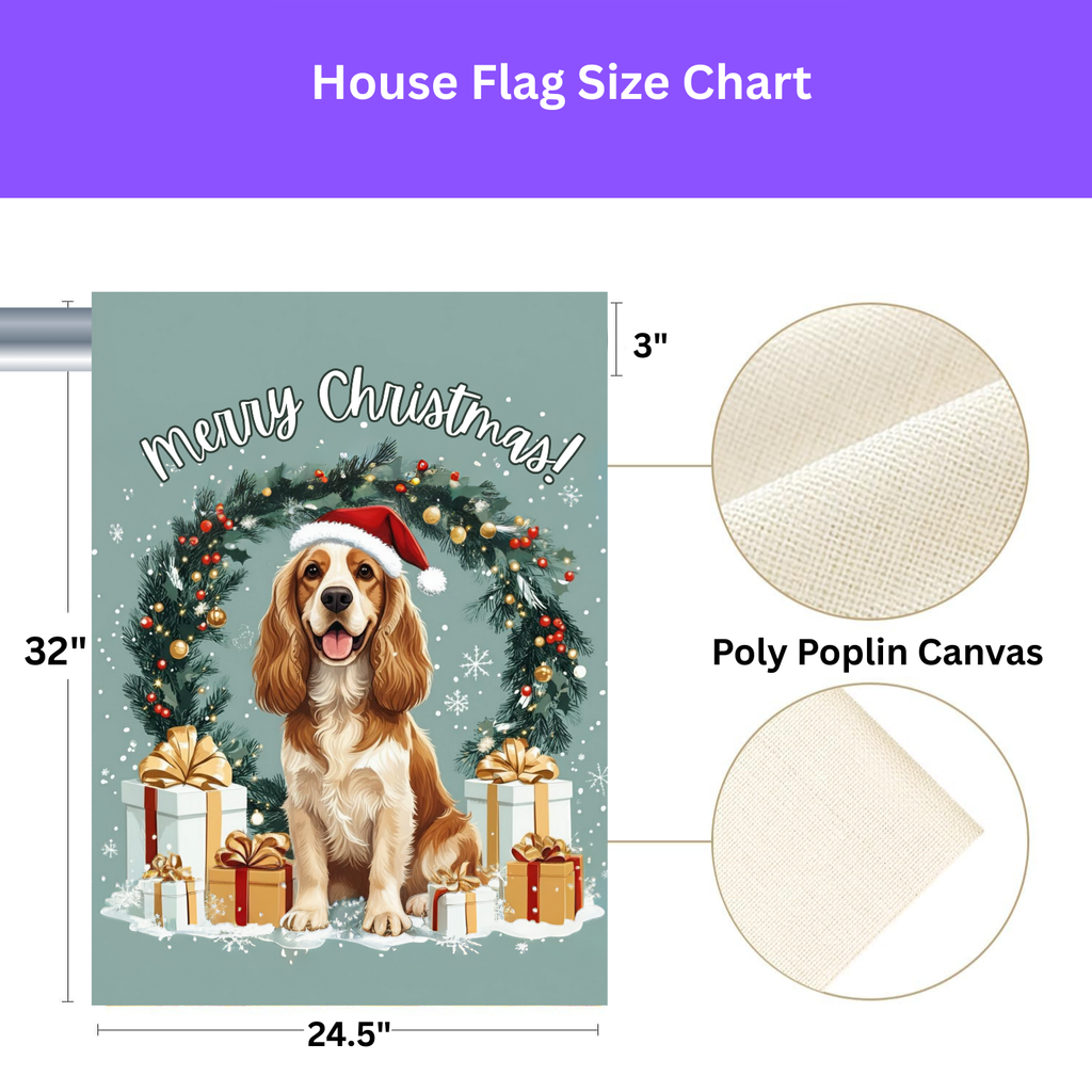 Merry Christmas Cocker Spaniel Garden Flag - yard display - Dragonfire Gardens