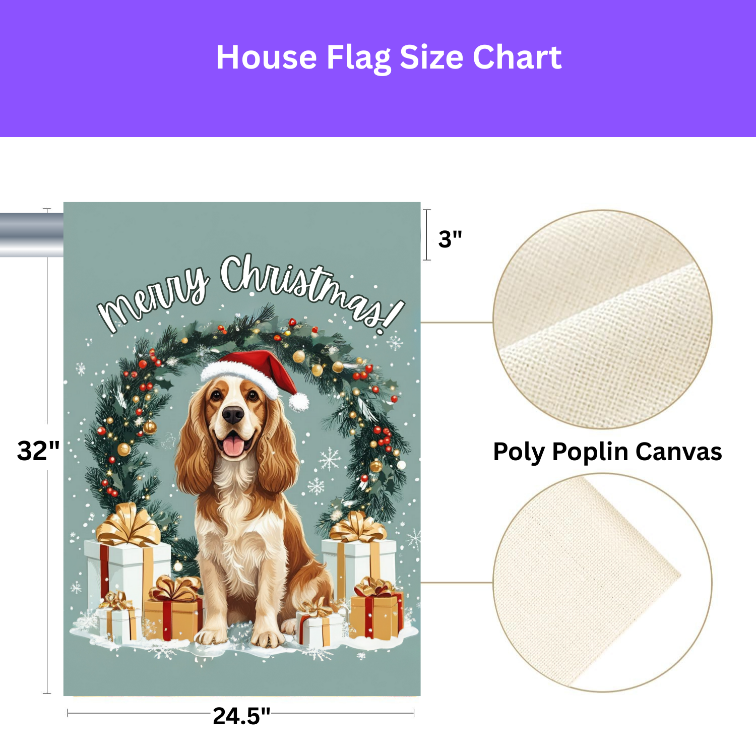 Merry Christmas Cocker Spaniel Garden Flag - yard display - Dragonfire Gardens