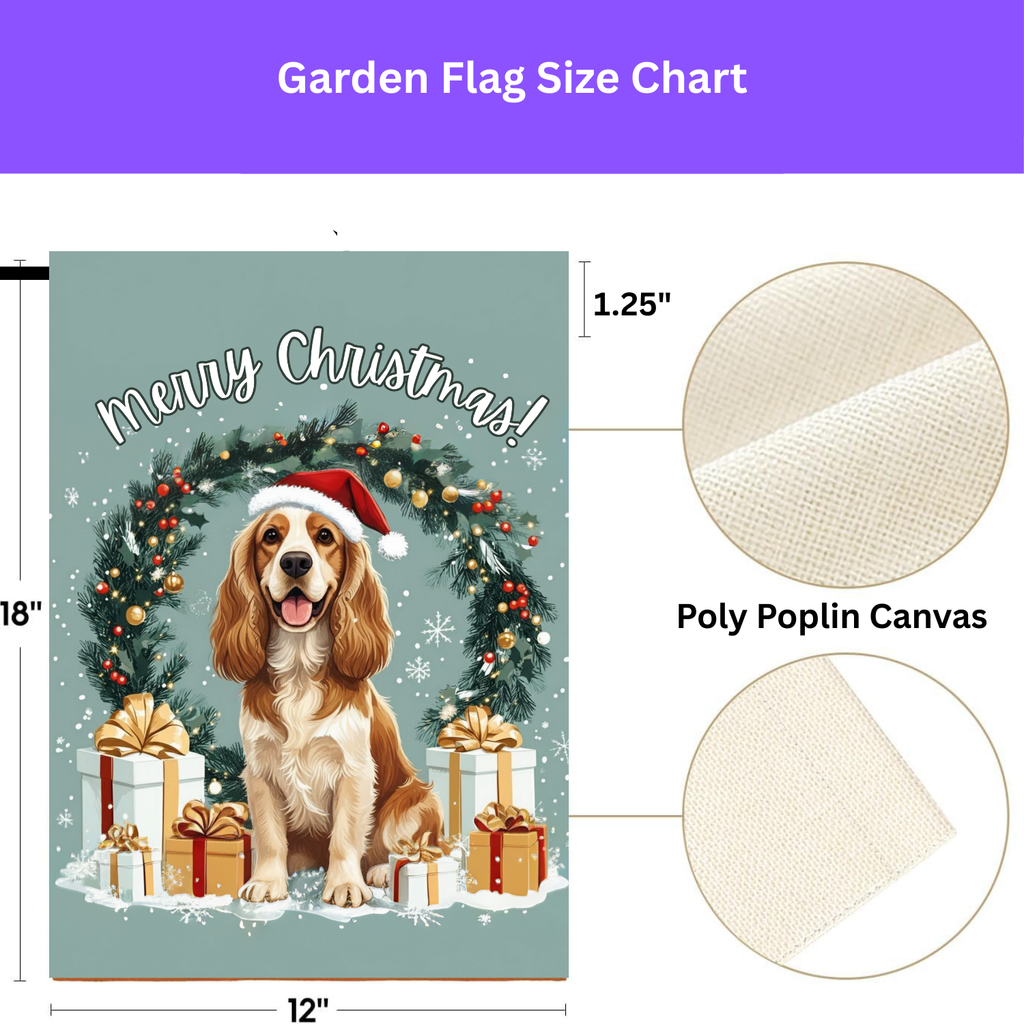 Merry Christmas Cocker Spaniel Garden Flag - porch decor - Dragonfire Gardens
