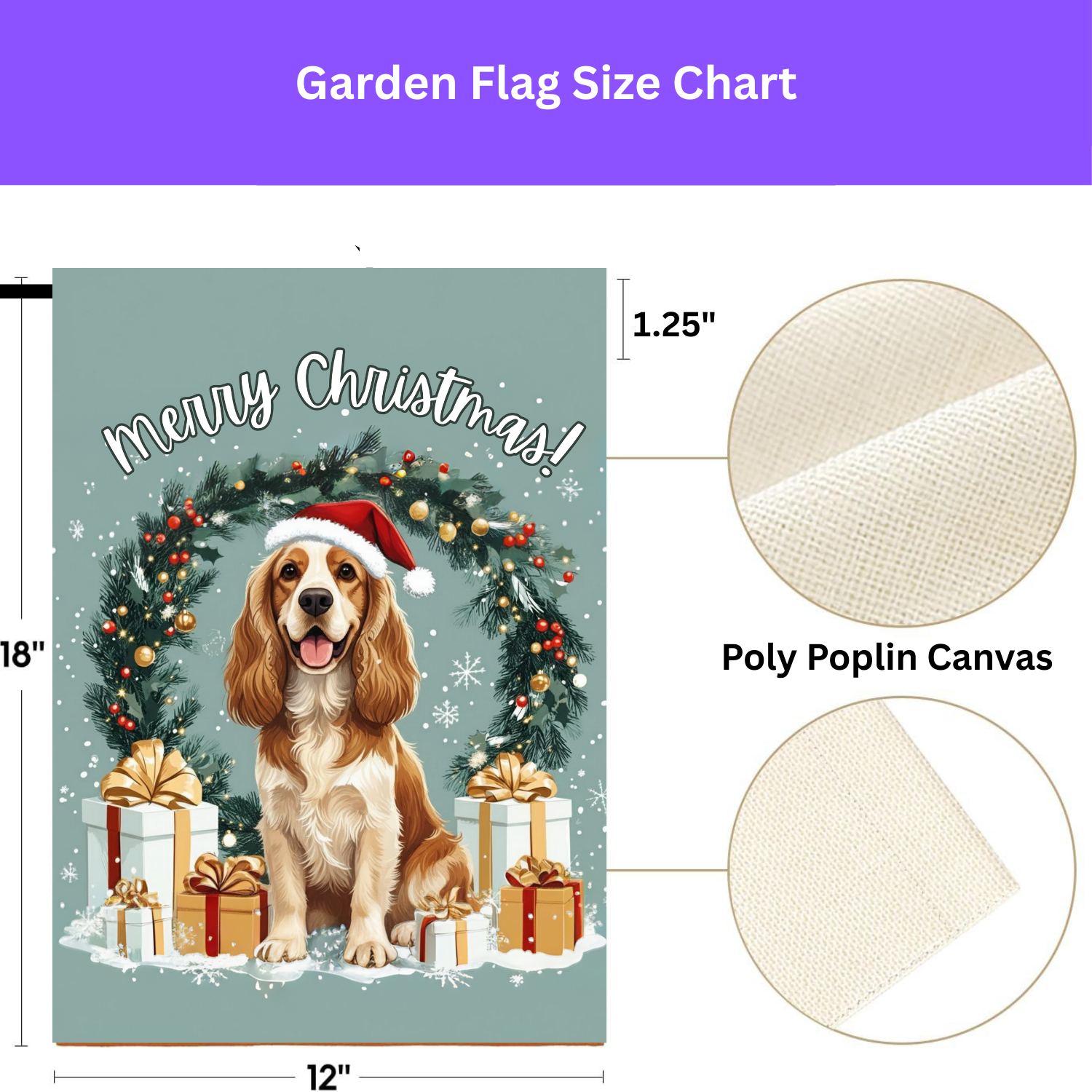 Merry Christmas Cocker Spaniel Garden Flag - porch decor - Dragonfire Gardens