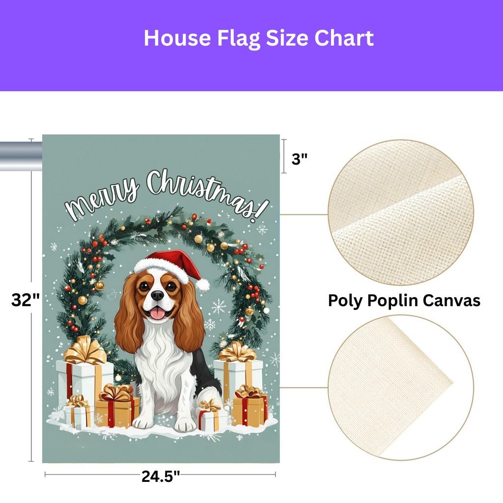 Merry Christmas Cavalier King Charles Spaniel Garden Flag - porch decor - Dragonfire Gardens