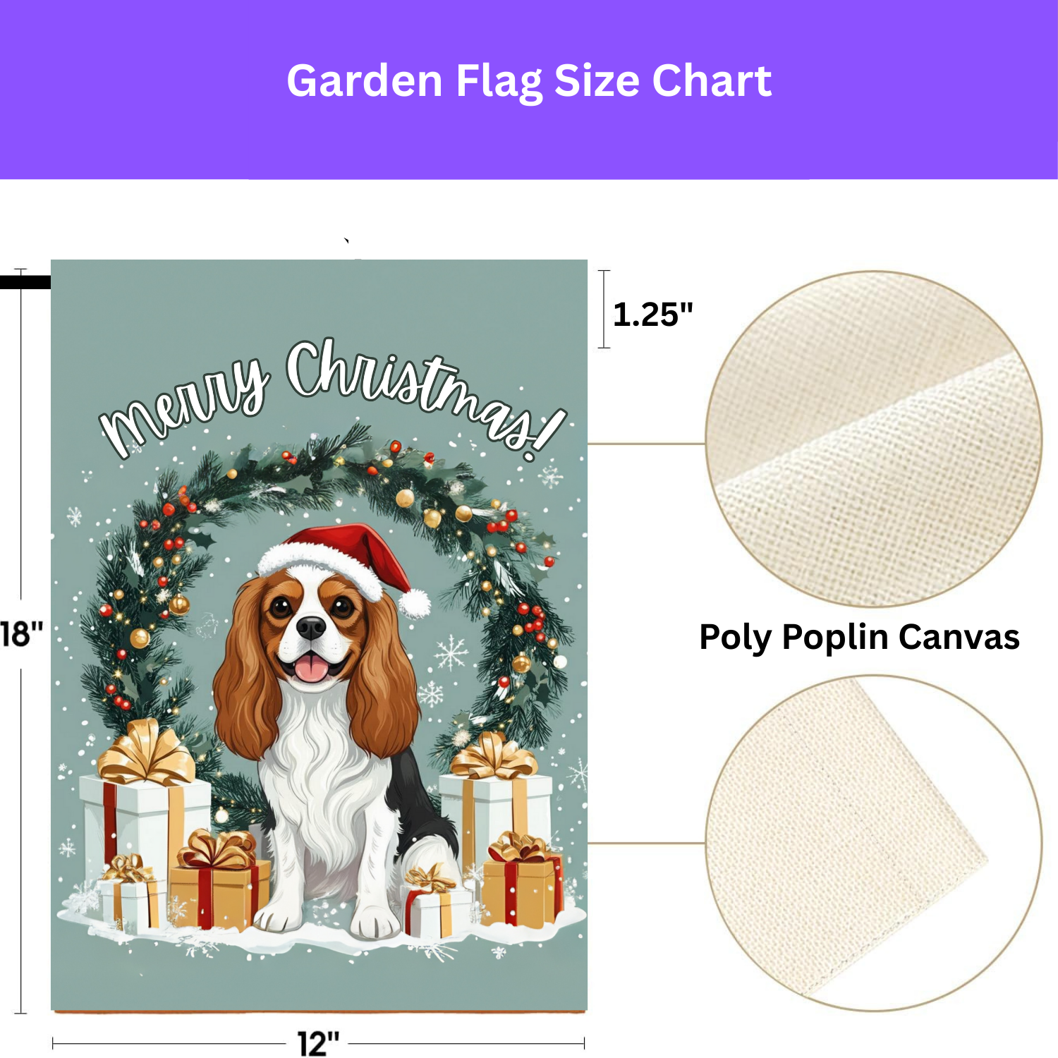 Merry Christmas Cavalier King Charles Spaniel Garden Flag - yard display - Dragonfire Gardens