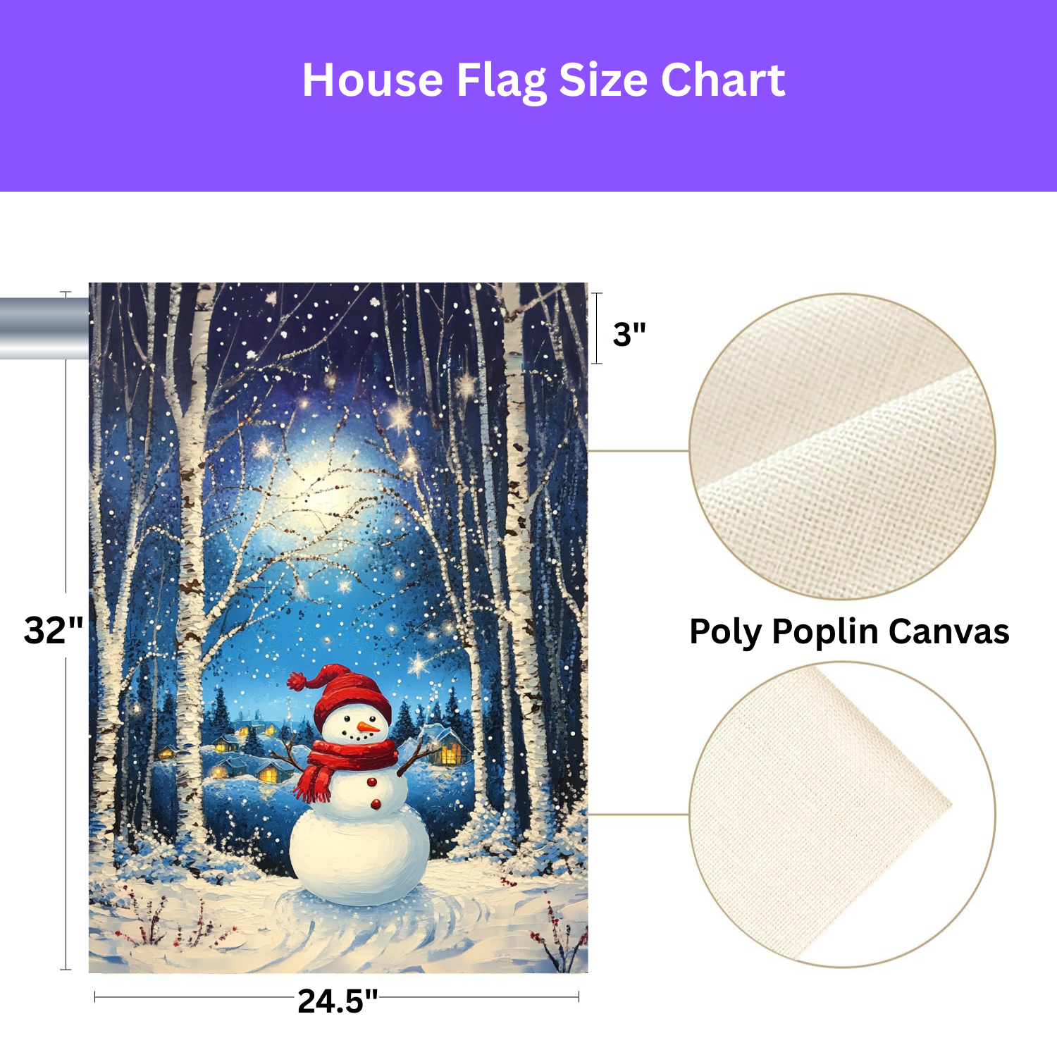 Winter Night Snowman Garden Flag - porch decor - Dragonfire Gardens