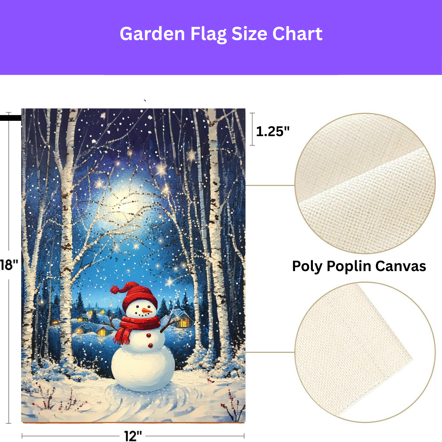 Winter Night Snowman Garden Flag - yard display - Dragonfire Gardens