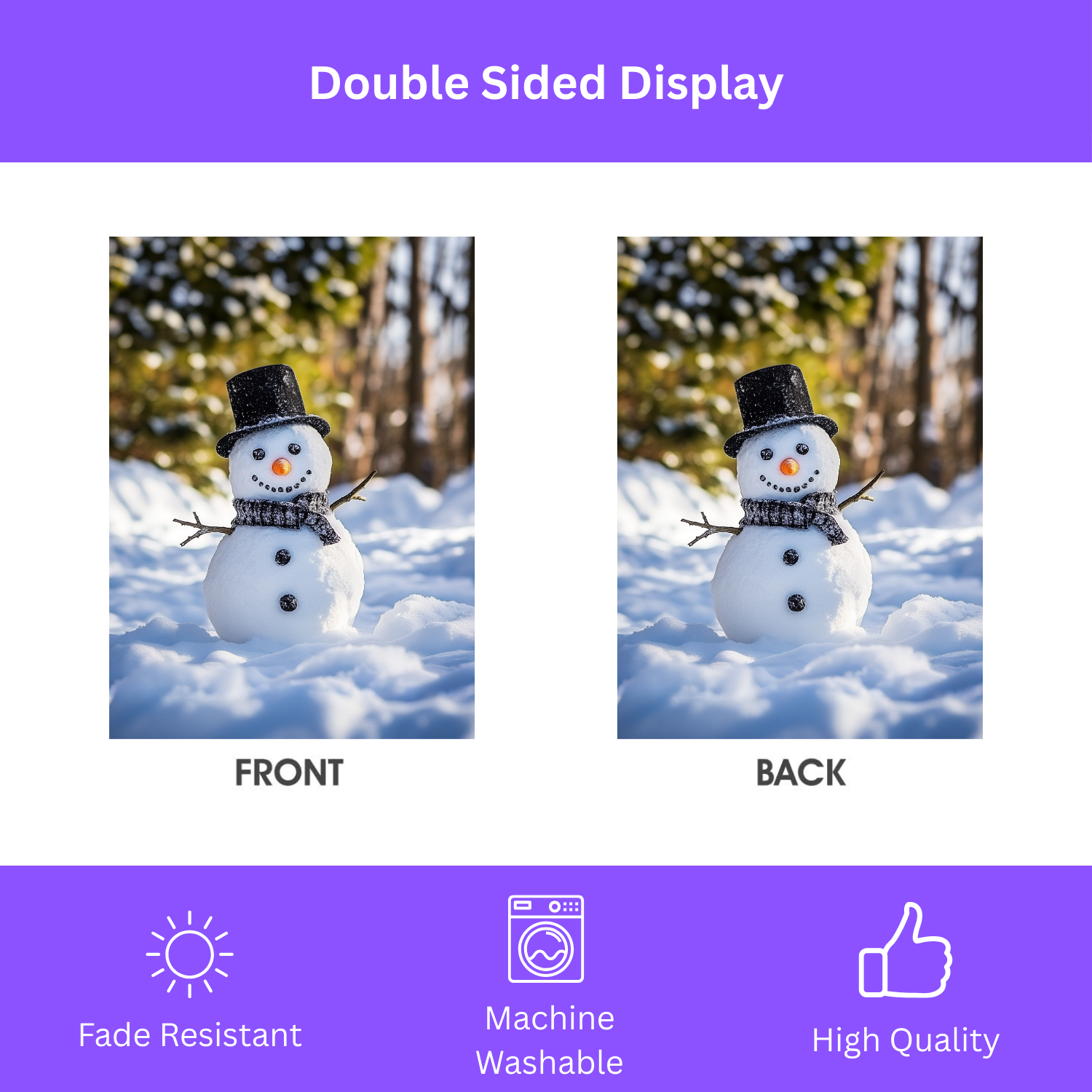 Winter Snowman Garden Flag - double-sided design - Dragonfire Gardens