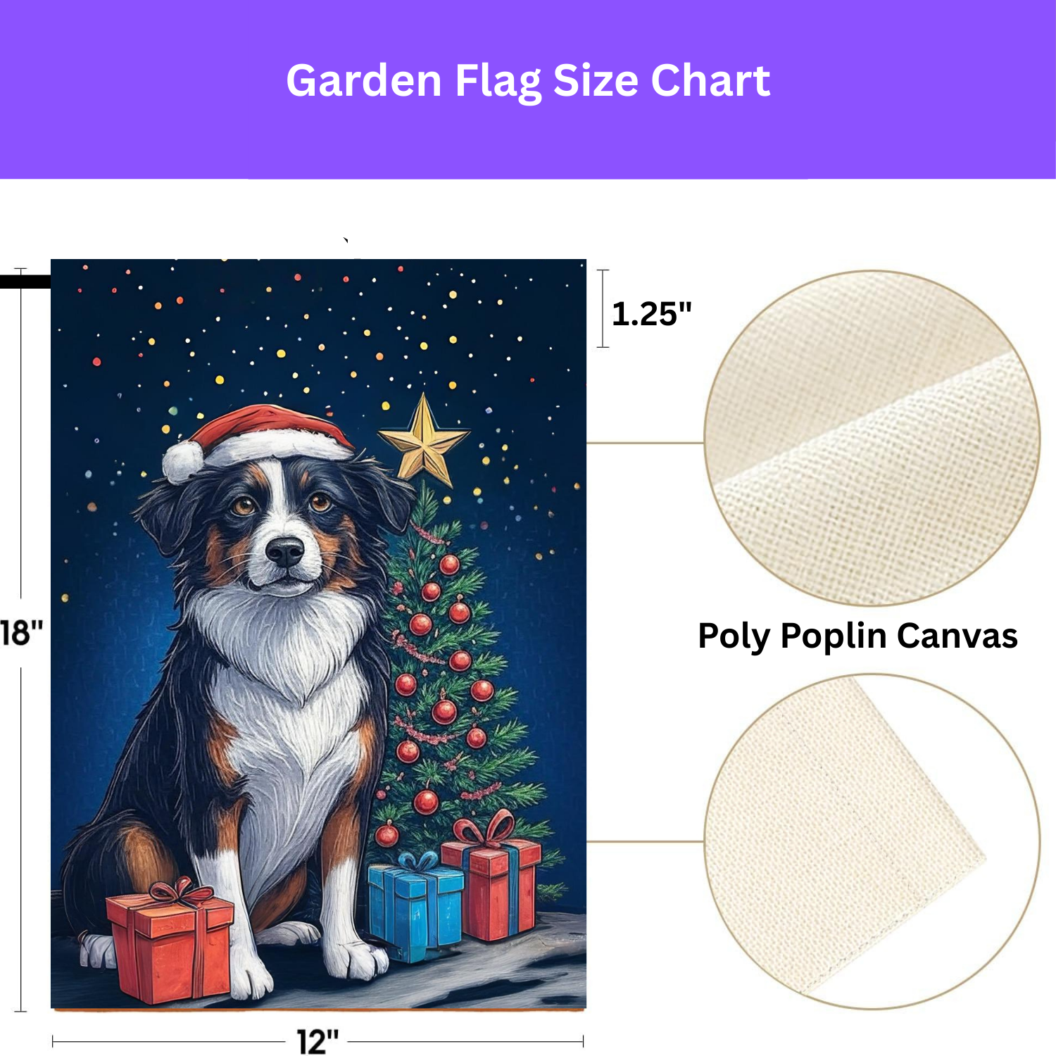 Border Collie Christmas Garden Flag - double-sided design - Dragonfire Gardens