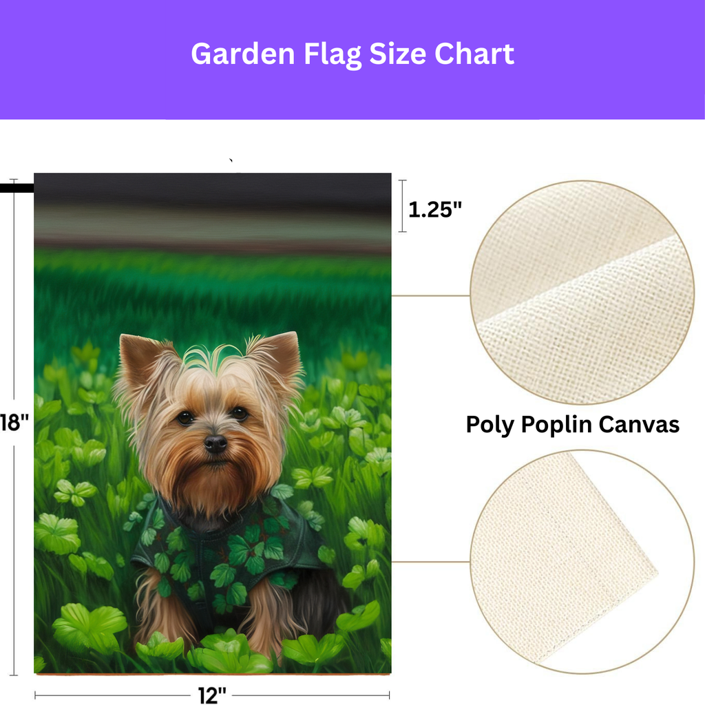 Yorkie in Clovers Garden Flag - porch decor - Dragonfire Gardens