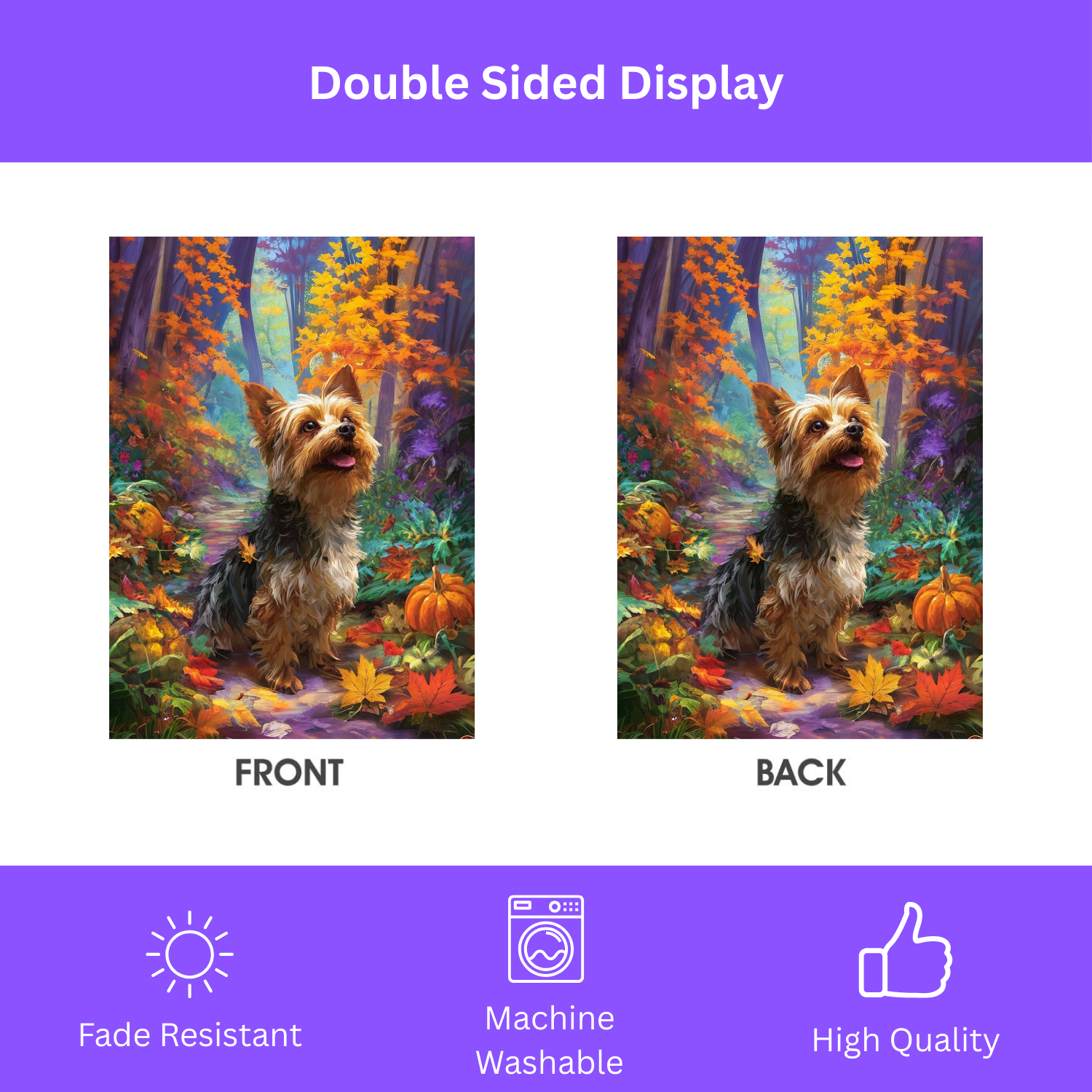 Fall Foliage Yorkshire Terrier Garden Flag - yard display - Dragonfire Gardens