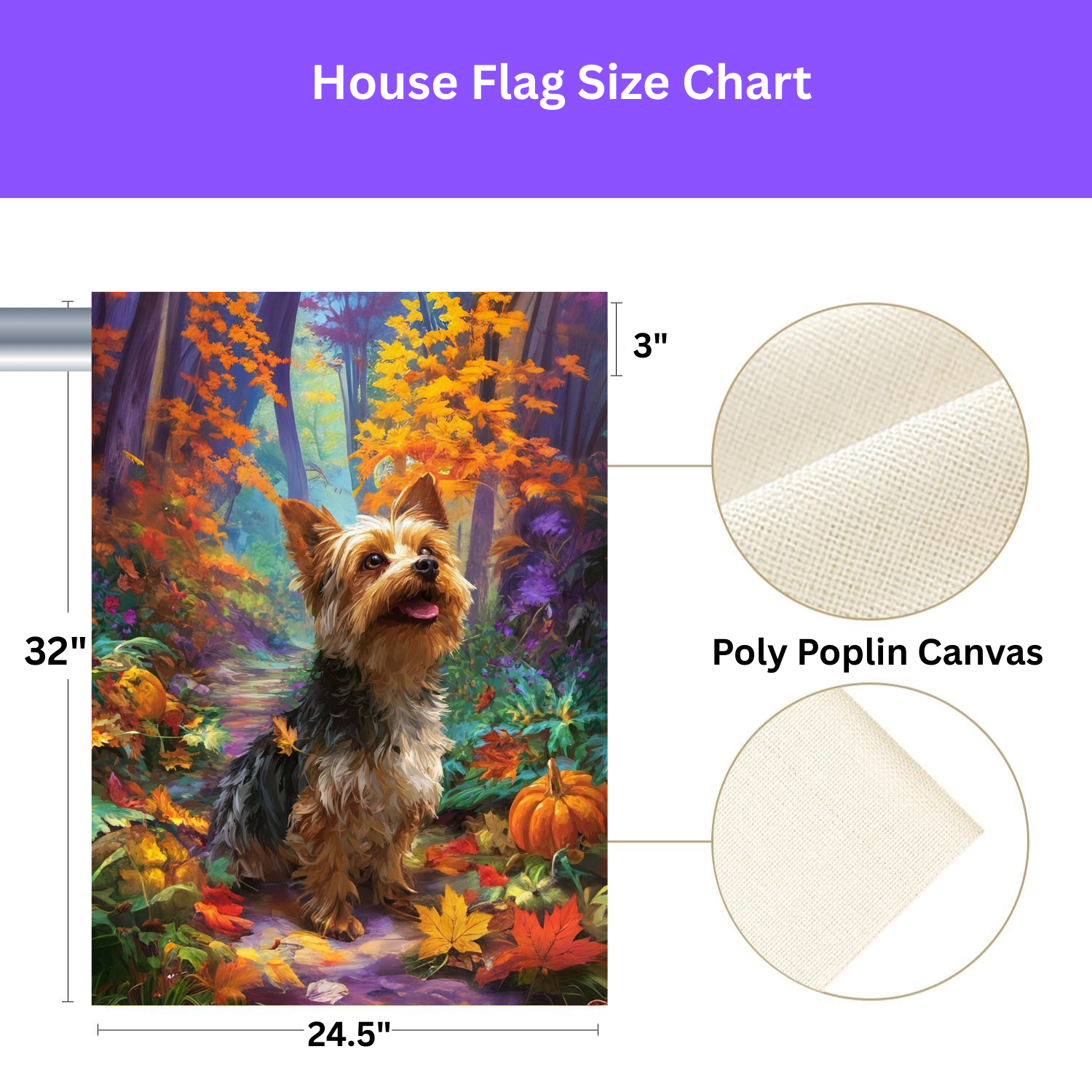 Fall Foliage Yorkshire Terrier Garden Flag - double-sided design - Dragonfire Gardens