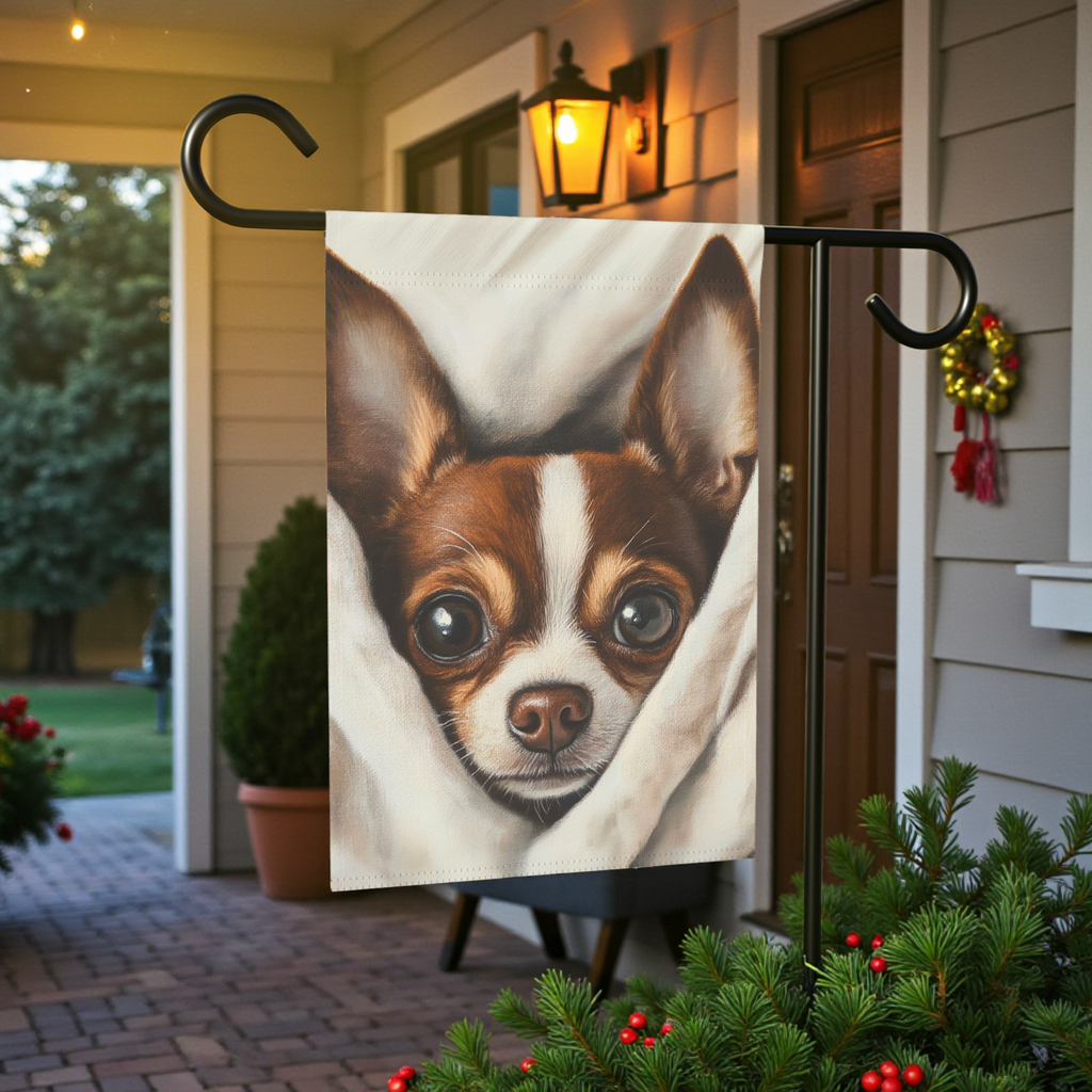 White Blanket Chihuahua Garden Flag