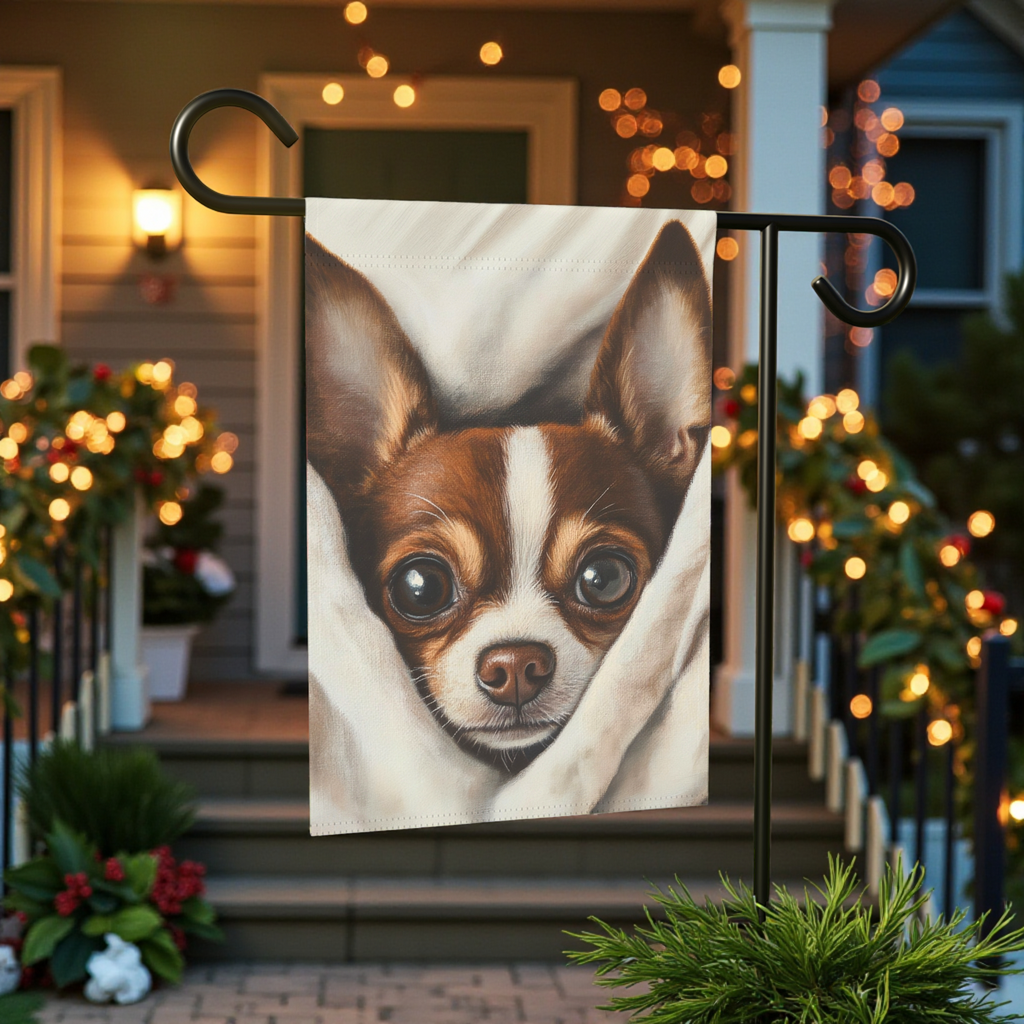 White Blanket Chihuahua Garden Flag