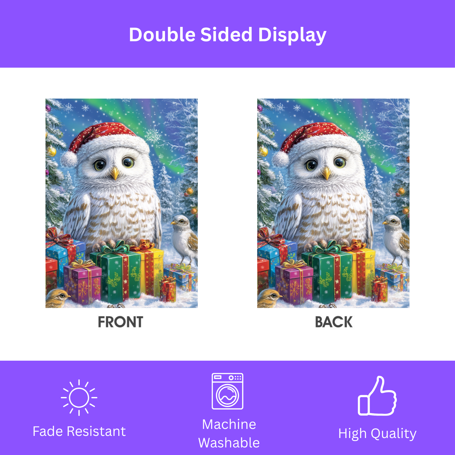 Snowy Owl Christmas Garden Flag - yard display - Dragonfire Gardens
