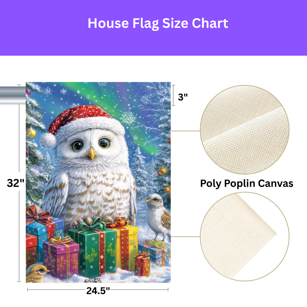 Snowy Owl Christmas Garden Flag - porch decor - Dragonfire Gardens