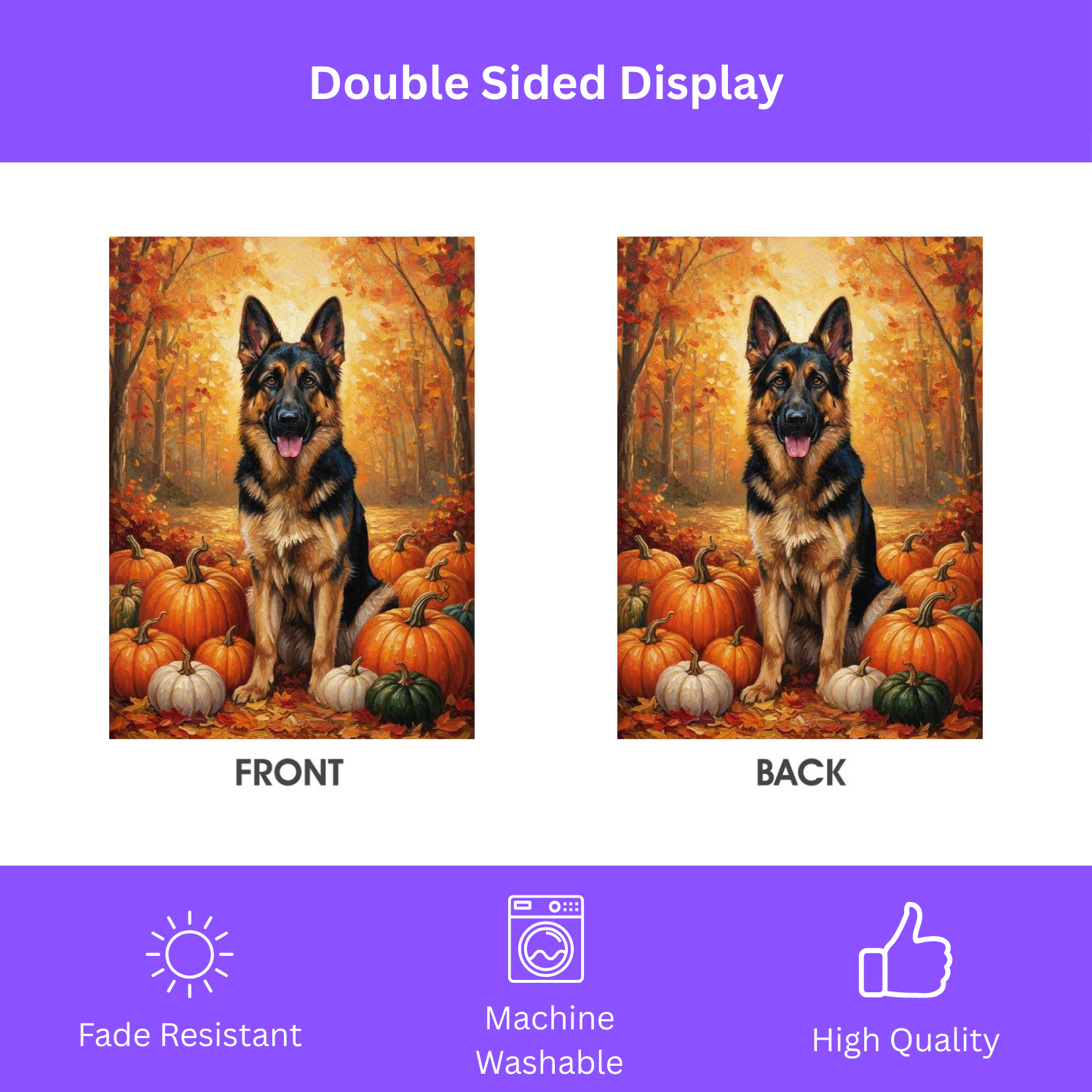 German Shepherd and Pumpkins Fall Garden Flag