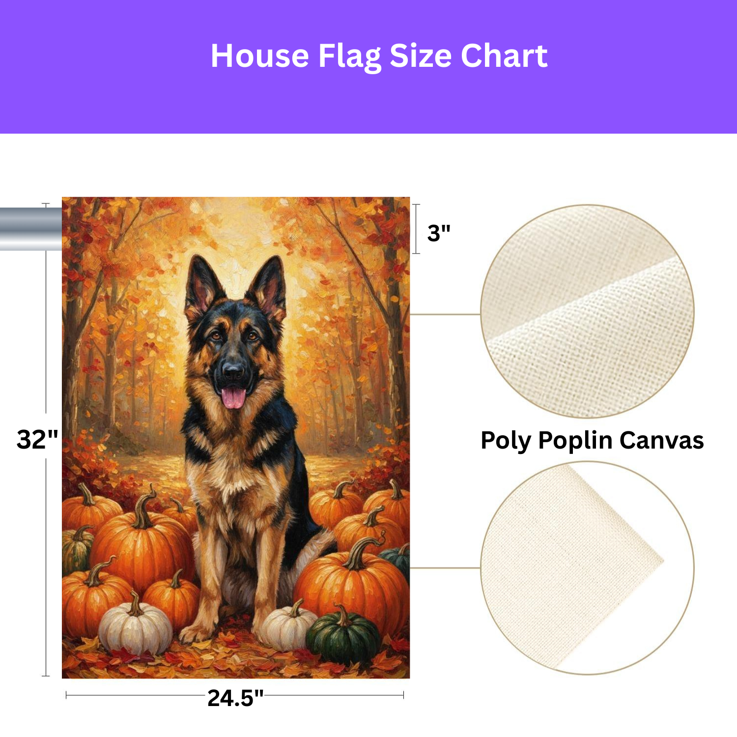German Shepherd and Pumpkins Fall Garden Flag