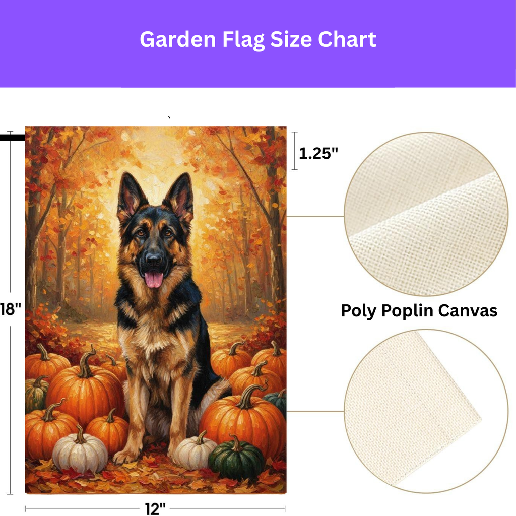 German Shepherd and Pumpkins Fall Garden Flag