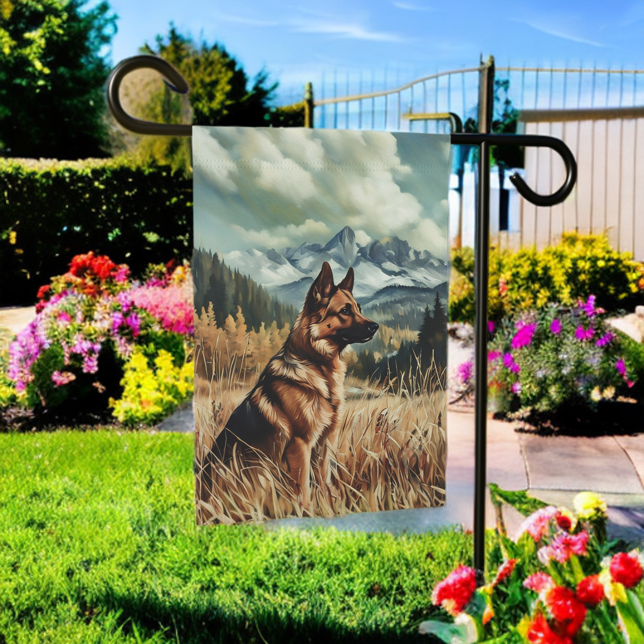 Mountain Range German Shepherd Garden Flag