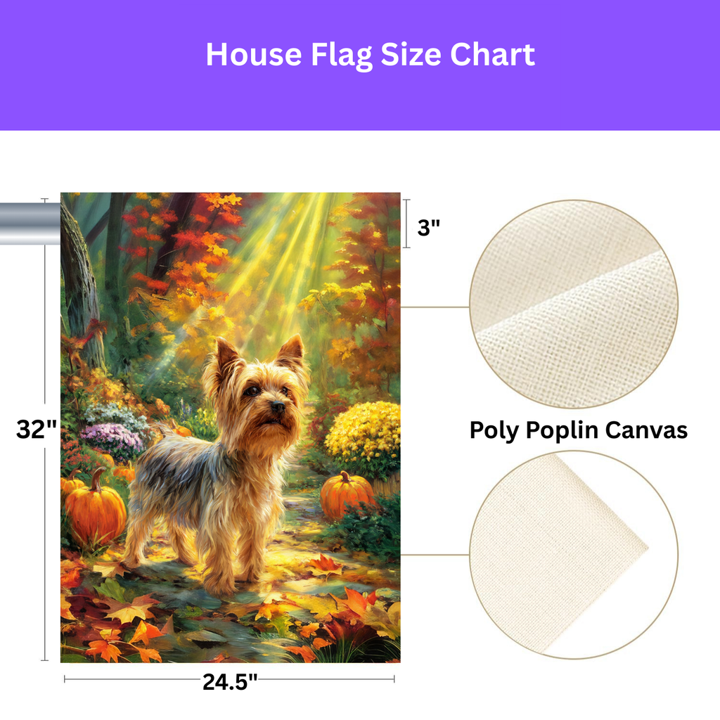 Fall Sunlight Yorkshire Terrier Garden Flag - yard display - Dragonfire Gardens