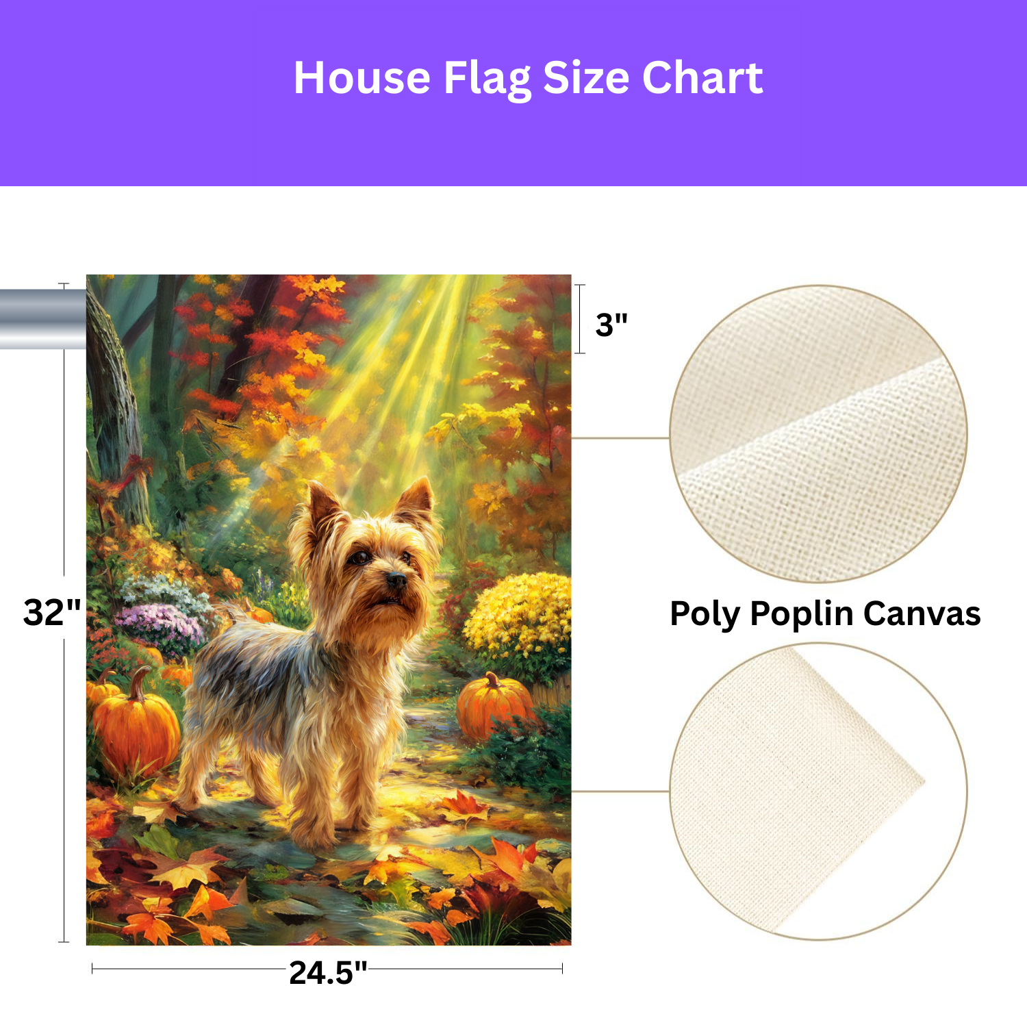 Fall Sunlight Yorkshire Terrier Garden Flag - yard display - Dragonfire Gardens