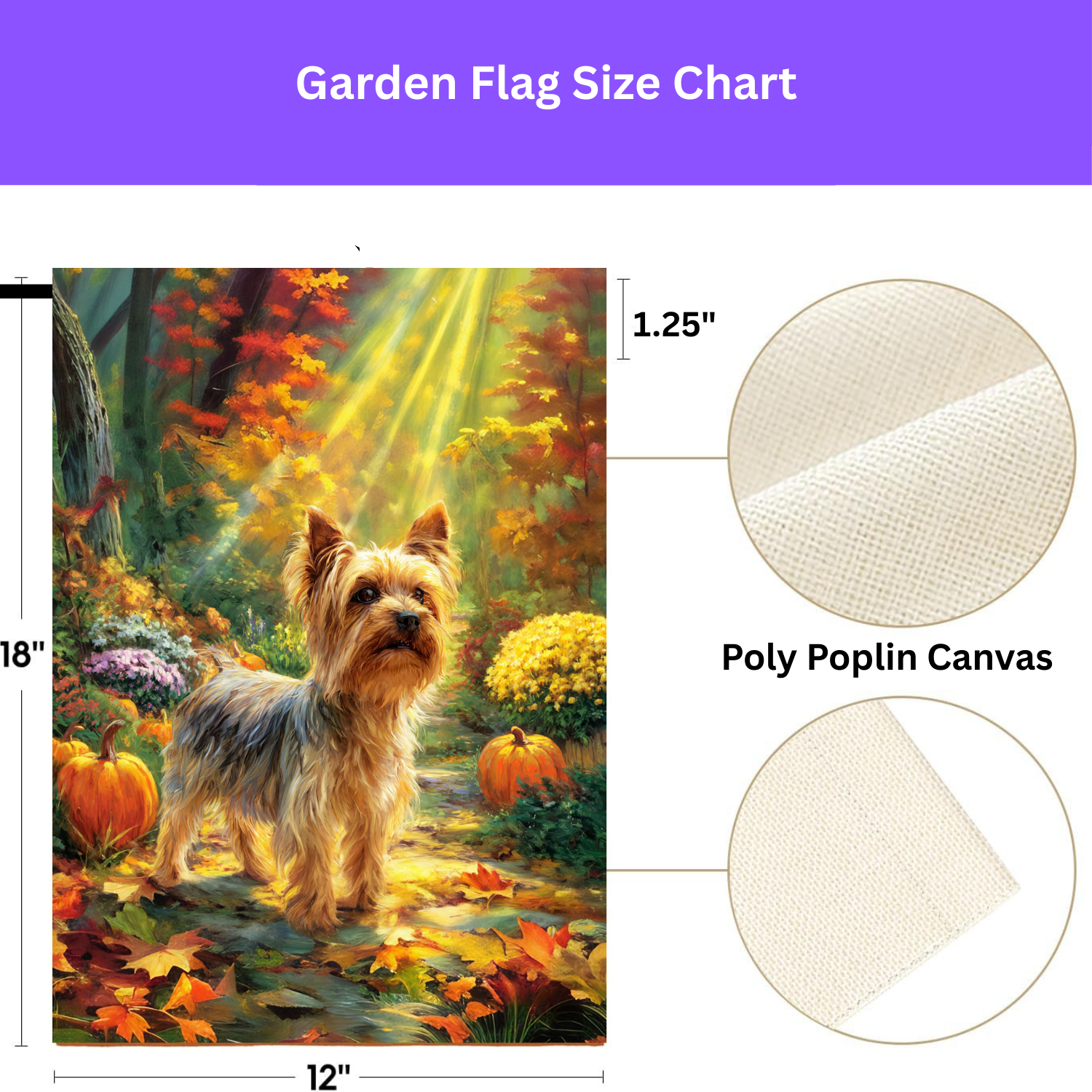 Fall Sunlight Yorkshire Terrier Garden Flag - porch decor - Dragonfire Gardens