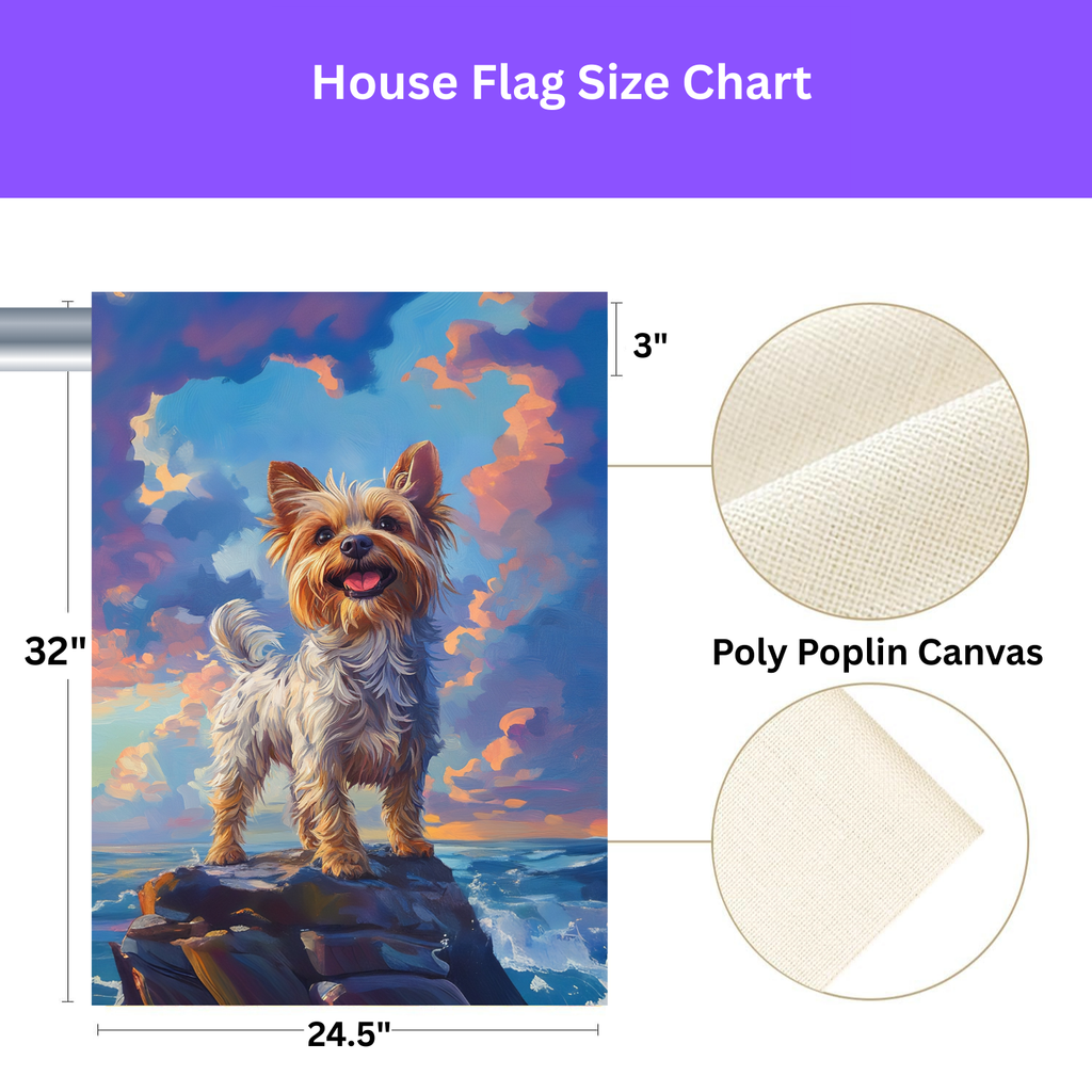 Yorkshire Terrier Sea Rock Garden Flag - porch decor - Dragonfire Gardens