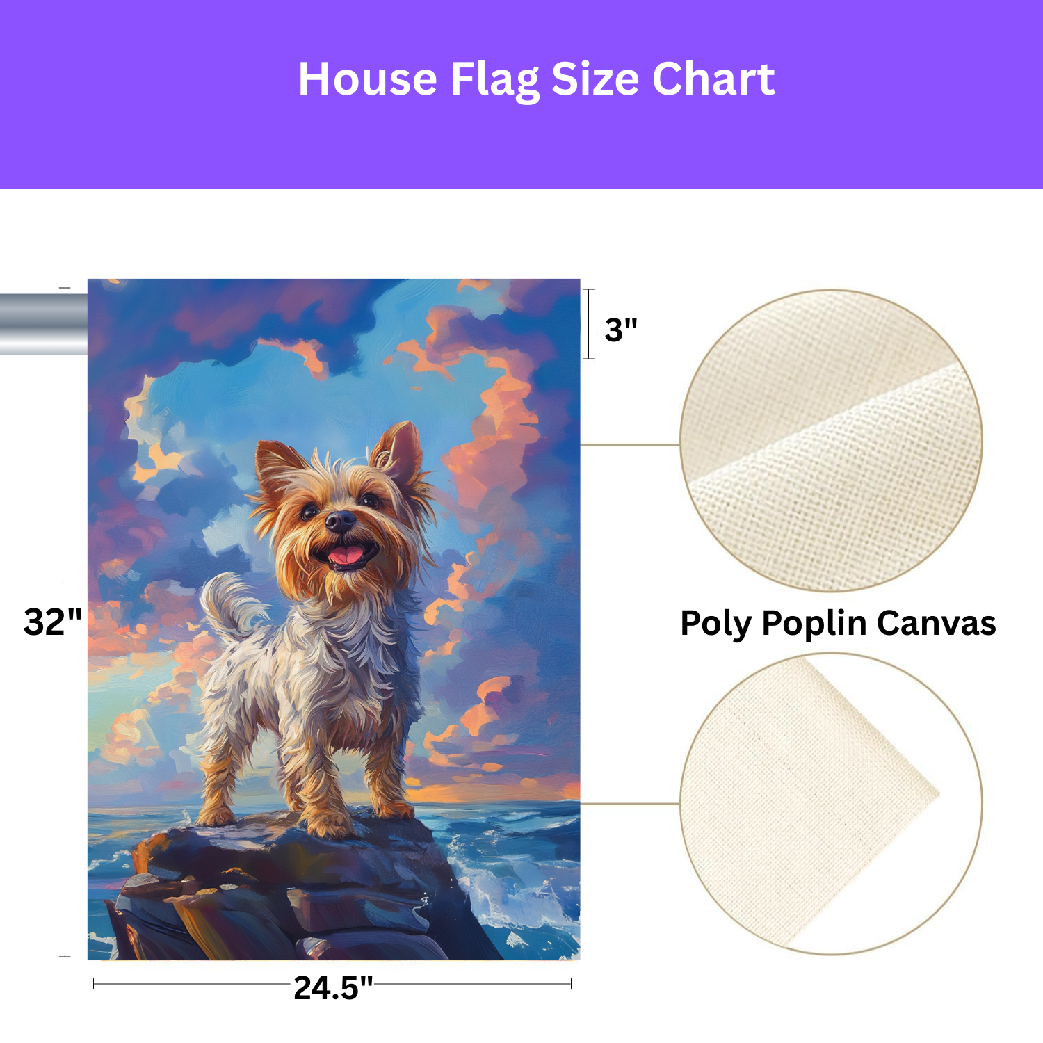 Yorkshire Terrier Sea Rock Garden Flag - porch decor - Dragonfire Gardens