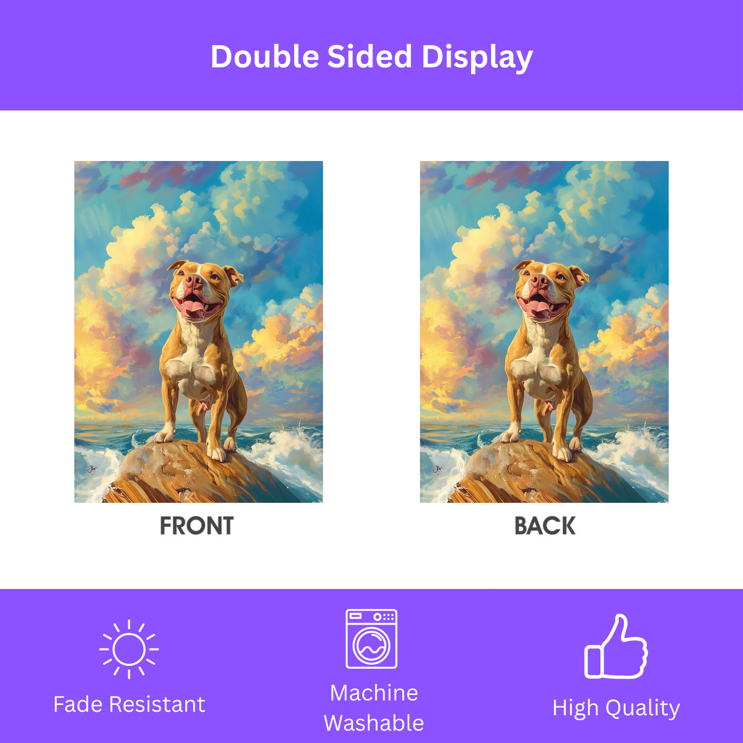Pitbull Sea Rock Garden Flag - double-sided design - Dragonfire Gardens