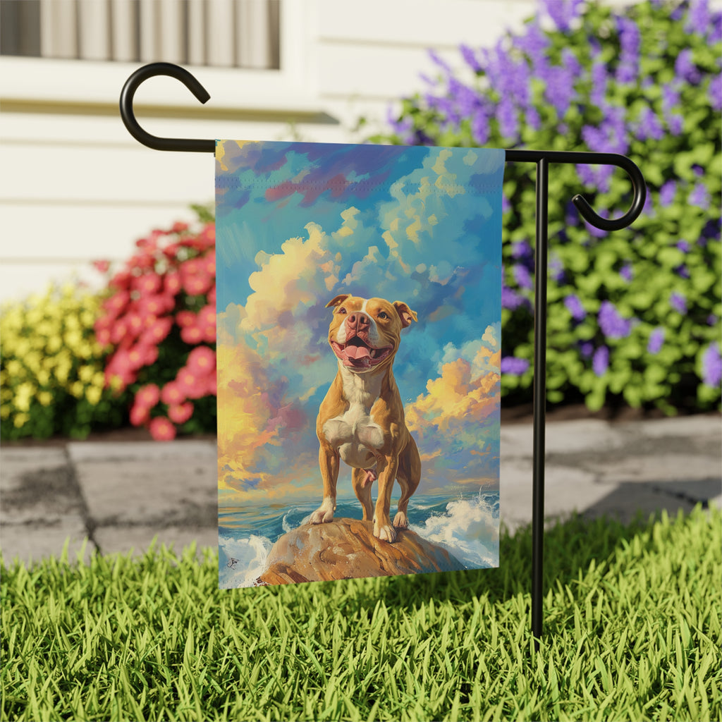 Pitbull Sea Rock Garden Flag - outdoor display - Dragonfire Gardens