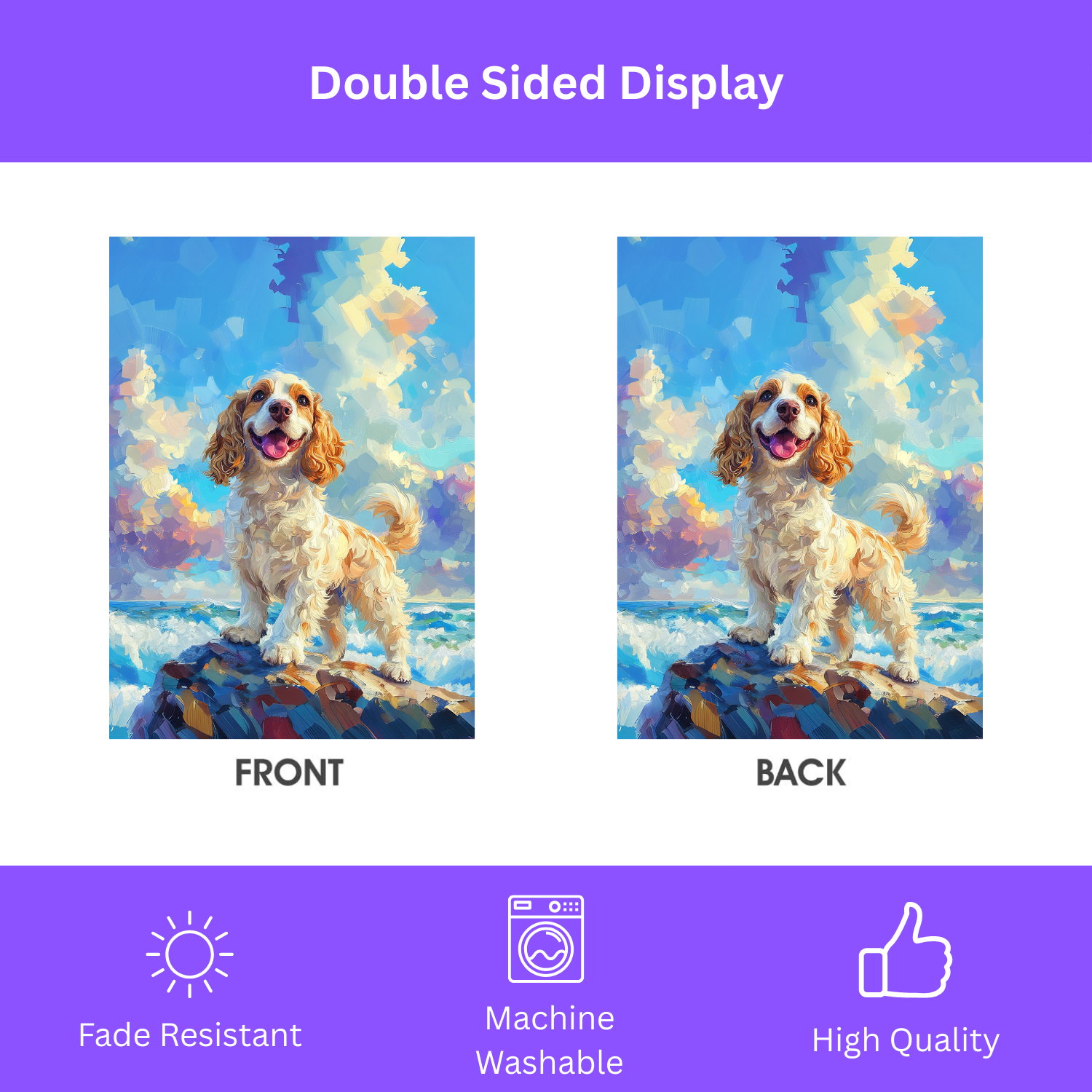 Sea Rock Cocker Spaniel Garden Flag - double-sided design - Dragonfire Gardens