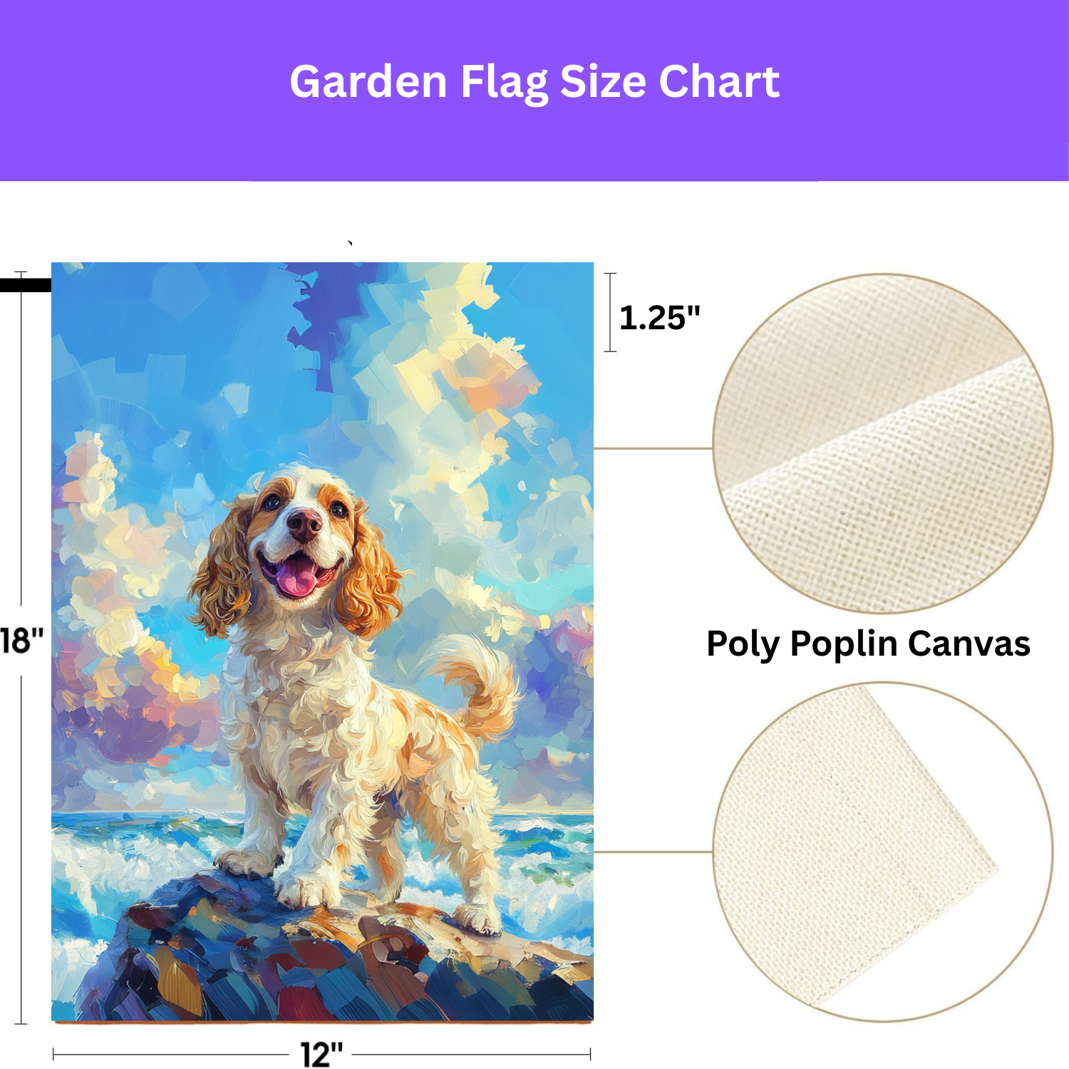 Sea Rock Cocker Spaniel Garden Flag - porch decor - Dragonfire Gardens