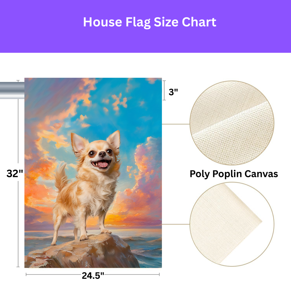 Sea Rock Chihuahua Garden Flag - double-sided design - Dragonfire Gardens