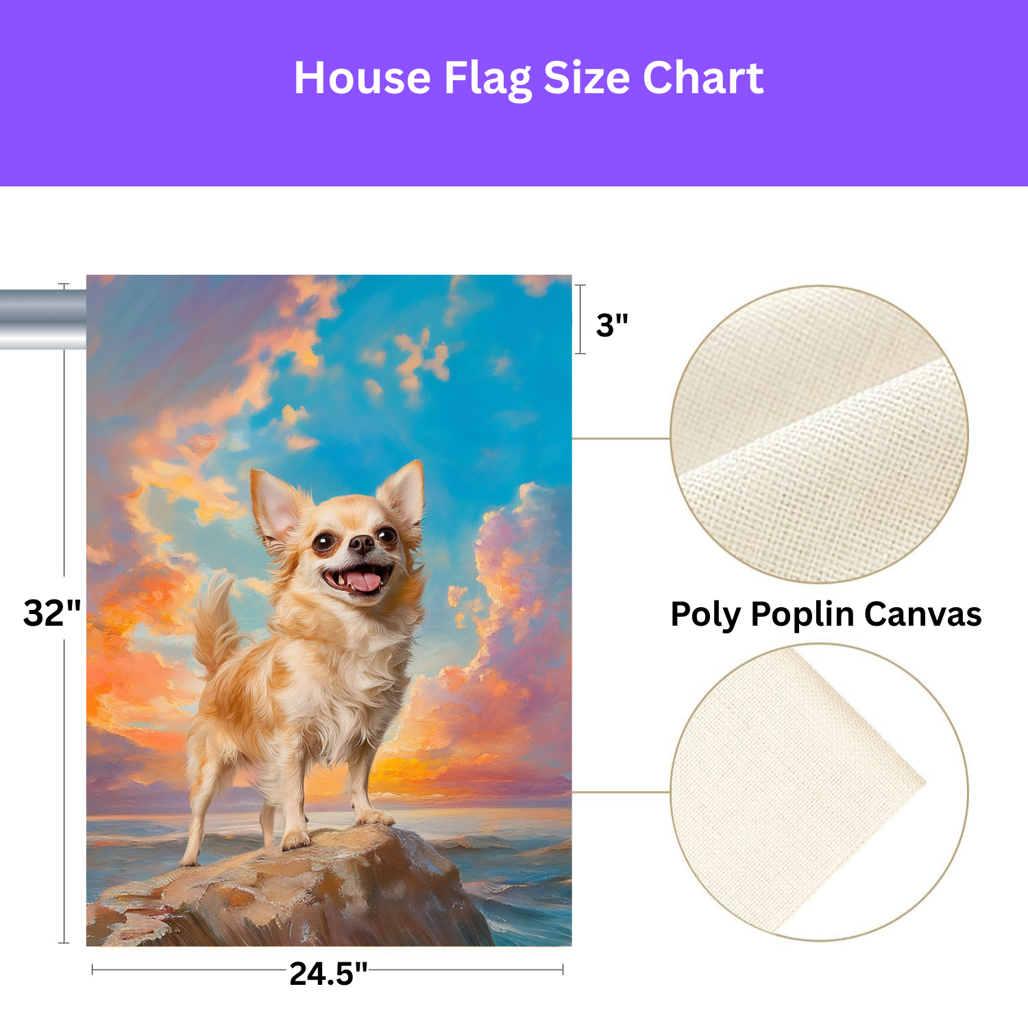 Sea Rock Chihuahua Garden Flag - double-sided design - Dragonfire Gardens