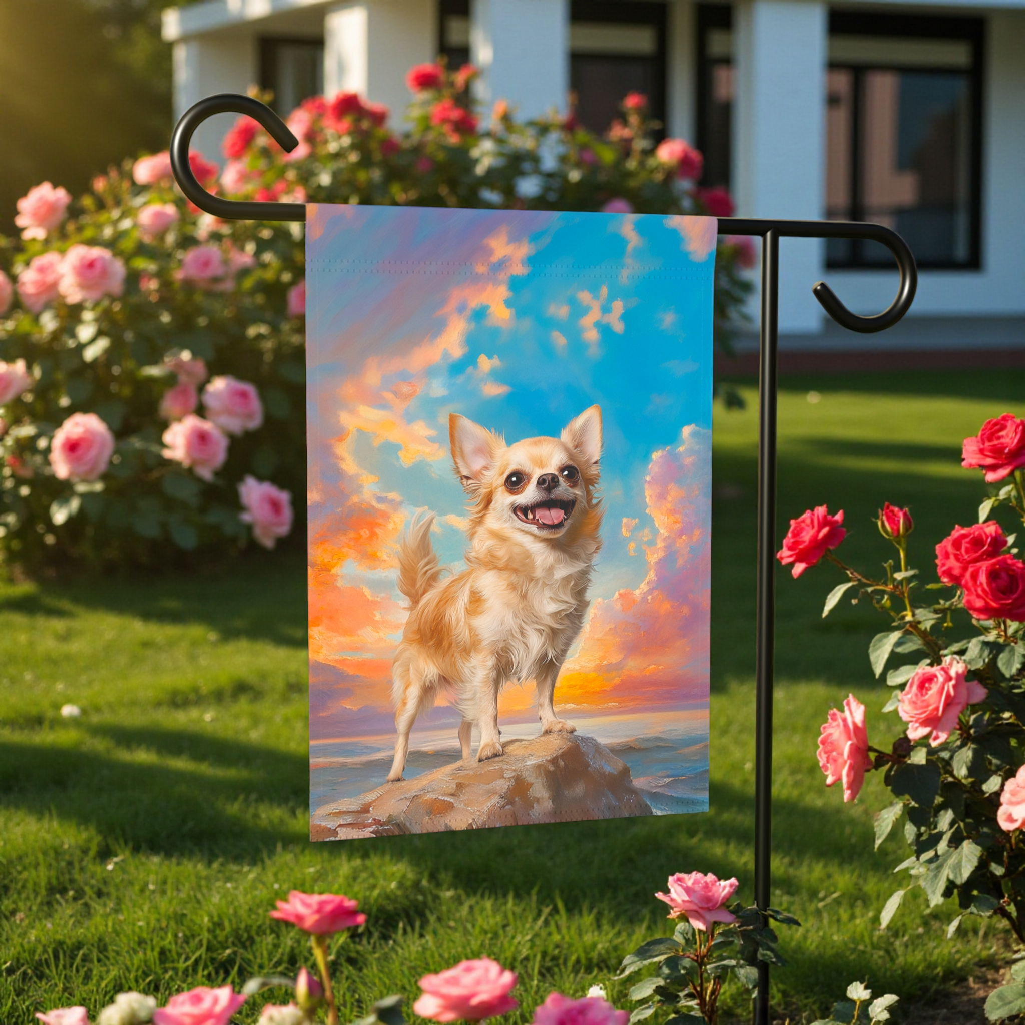 Sea Rock Chihuahua Garden Flag - porch decor - Dragonfire Gardens