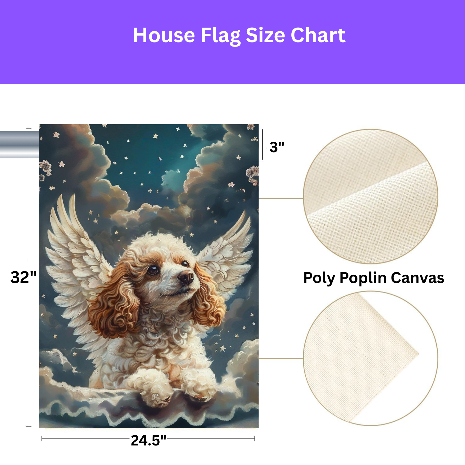 Angel Poodle Garden Flag - double-sided design - Dragonfire Gardens
