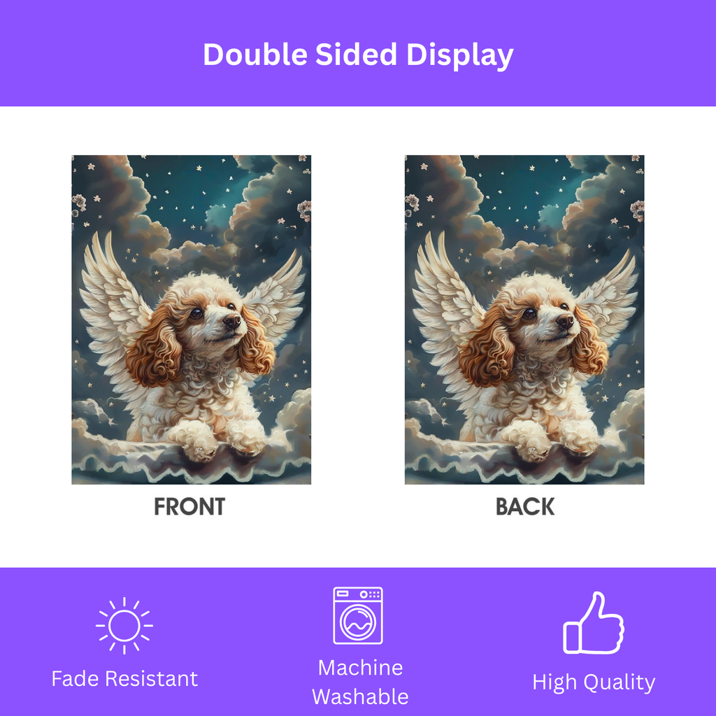 Angel Poodle Garden Flag - yard display - Dragonfire Gardens