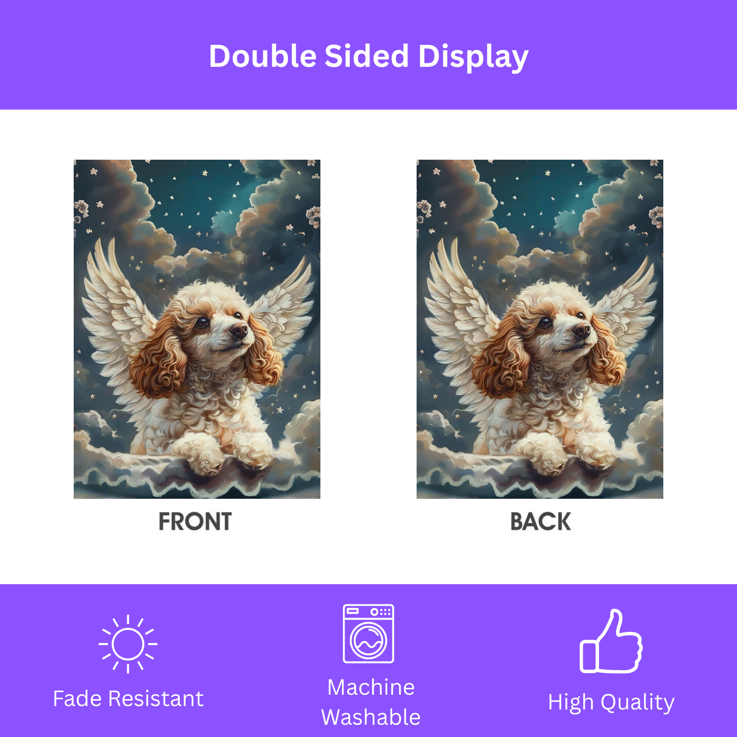 Angel Poodle Garden Flag - yard display - Dragonfire Gardens