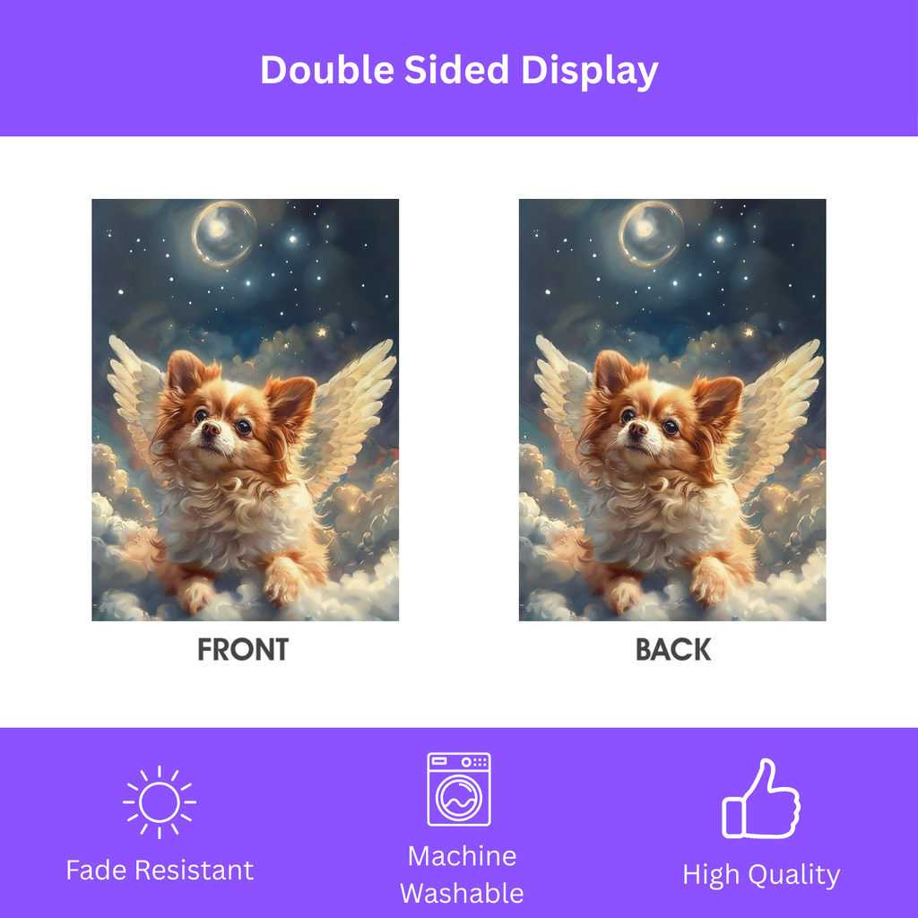 Angel Pomeranian Garden Flag - double-sided design - Dragonfire Gardens