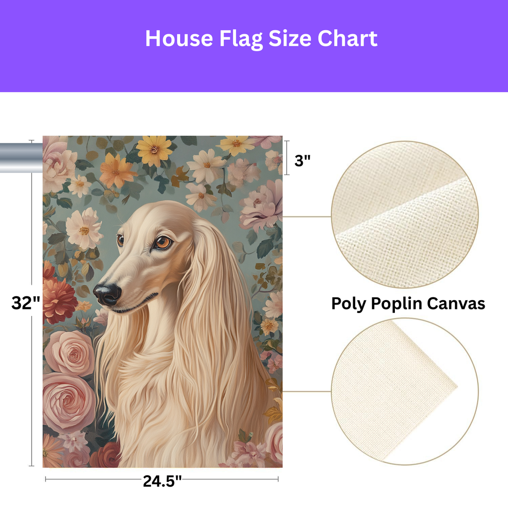 Pink Flower Saluki Garden Flag - yard display - Dragonfire Gardens