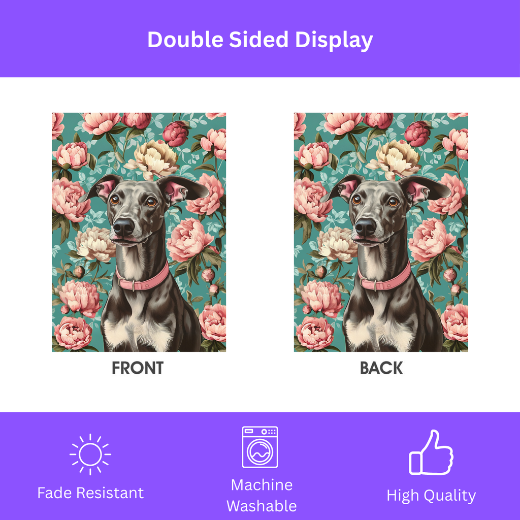 Pink Collar Greyhound Garden Flag - yard display - Dragonfire Gardens