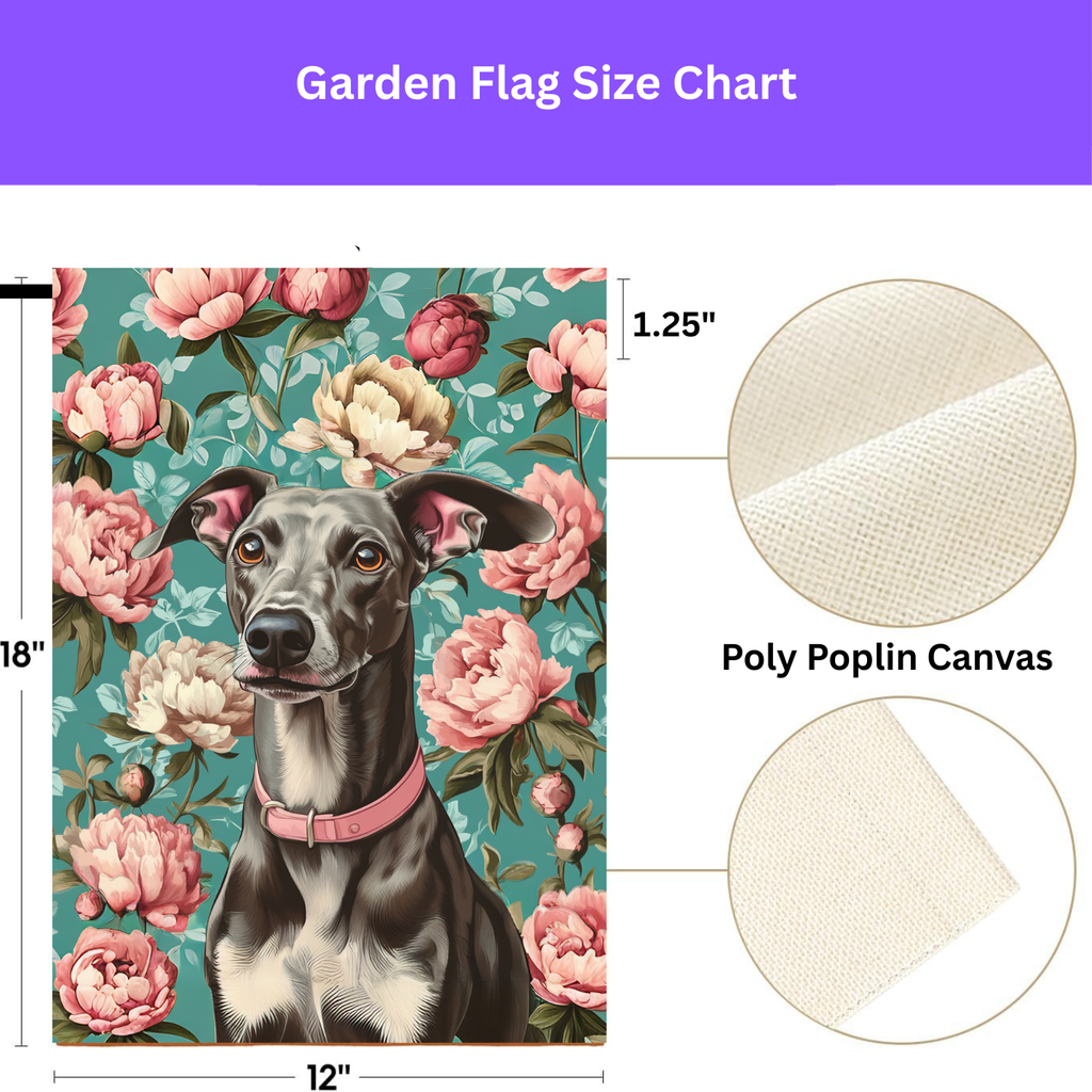 Pink Collar Greyhound Garden Flag - porch decor - Dragonfire Gardens