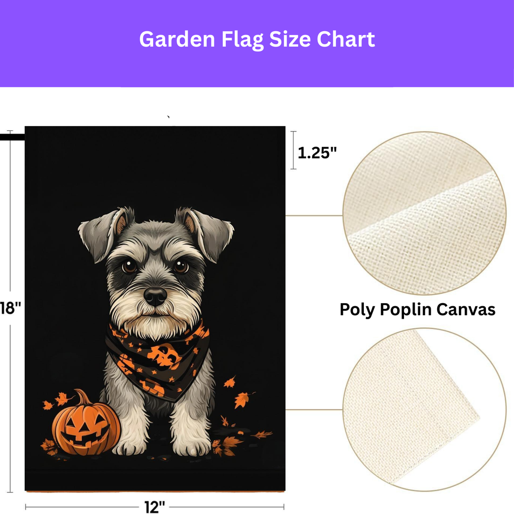 Little Pumpkin and Miniature Schnauzer Halloween Garden Flag - porch decor - Dragonfire Gardens