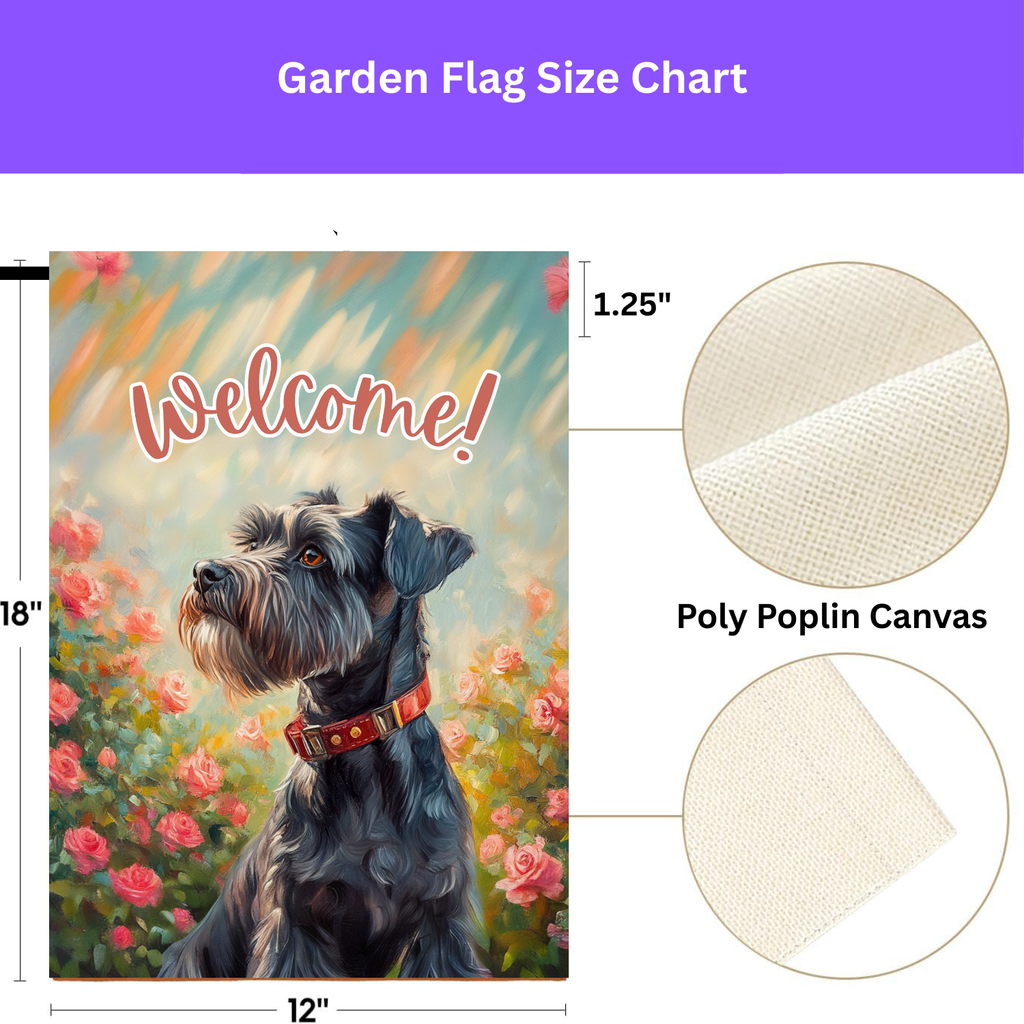 Pink Flower Schnauzer Garden Flag - yard display - Dragonfire Gardens