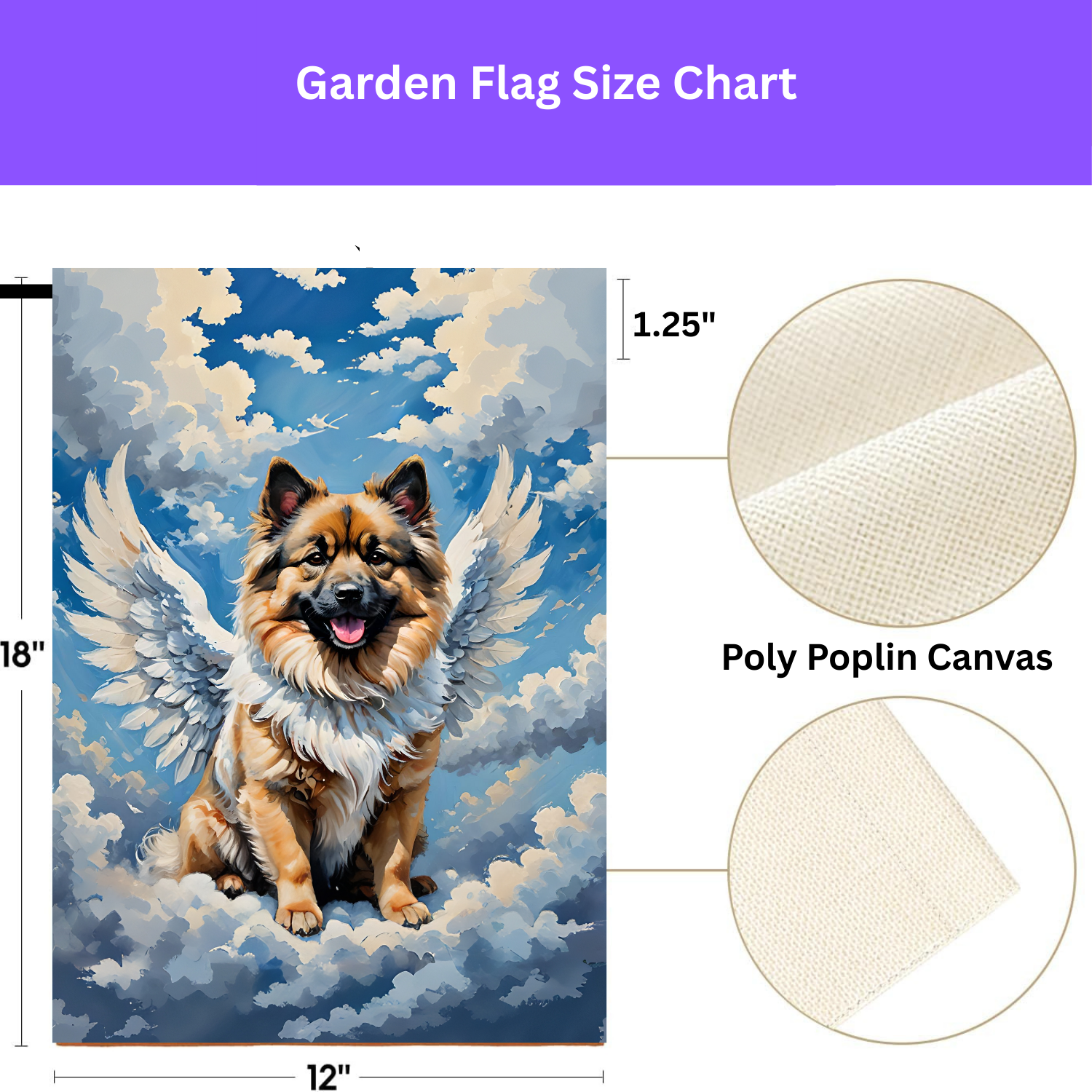 Keeshond Angel Garden Flag - yard display - Dragonfire Gardens