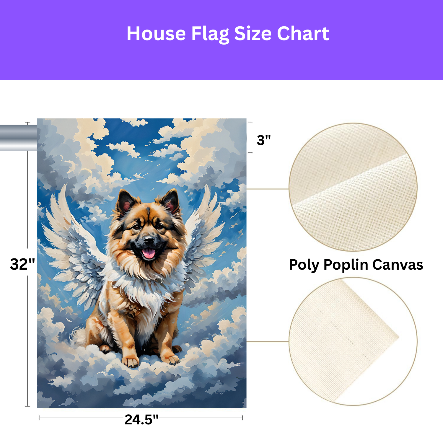 Keeshond Angel Garden Flag - porch decor - Dragonfire Gardens
