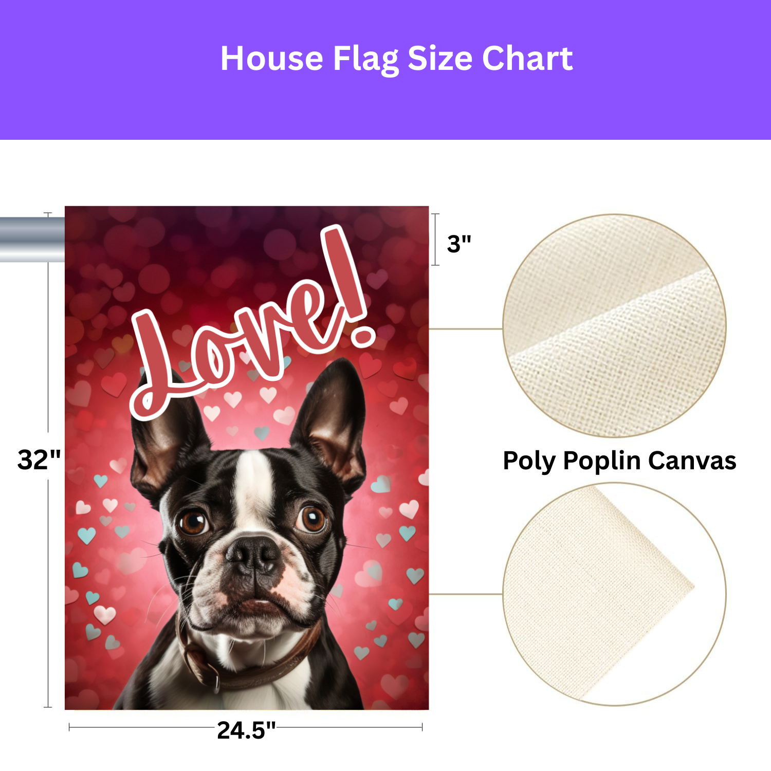 Love Boston Terrier Garden Flag - yard display - Dragonfire Gardens